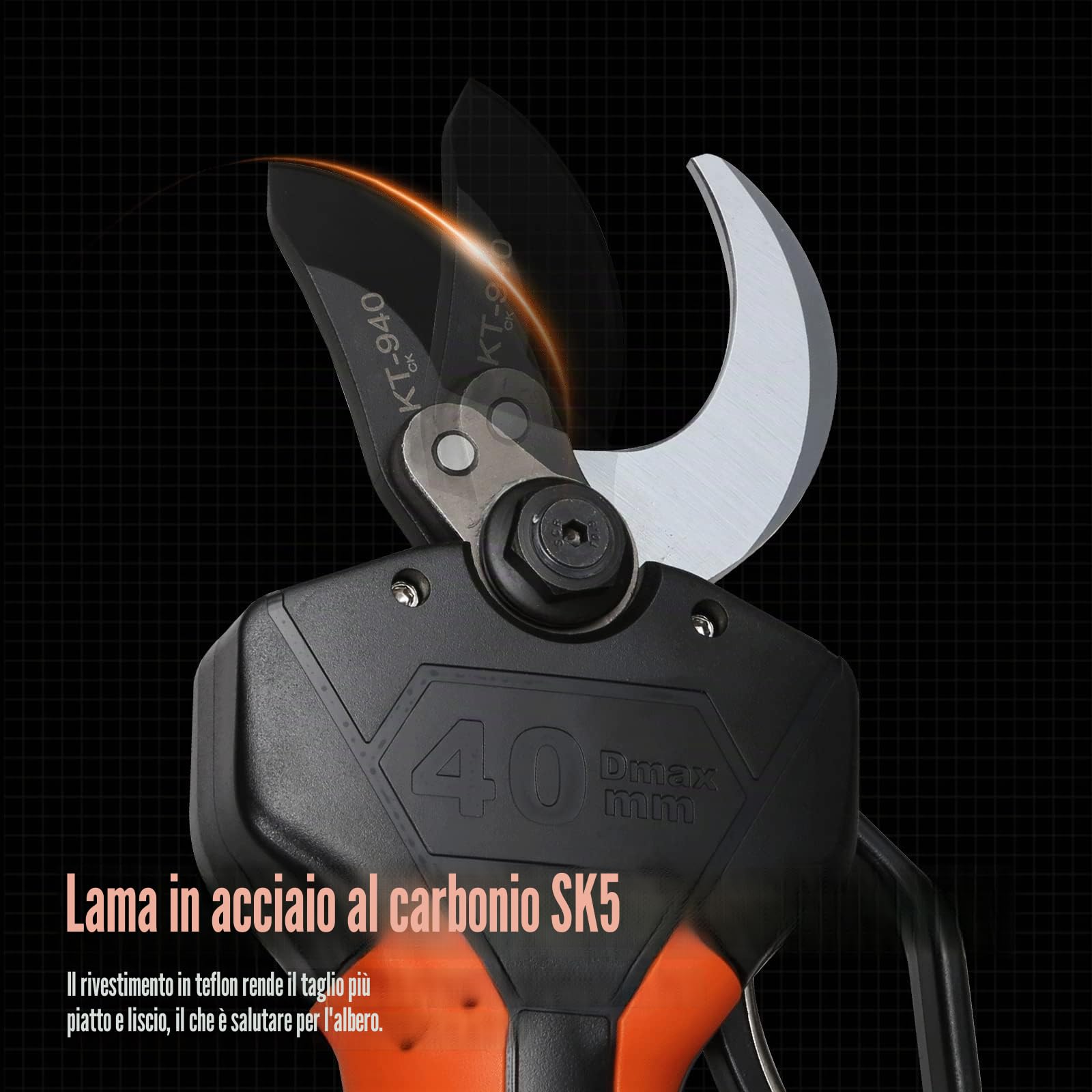 Kebtek Lama di ricambio per forbici elettriche KT940, rivestimento in teflon in acciaio ad alto tenore di carbonio SK5, diametro massimo di taglio 40 mm