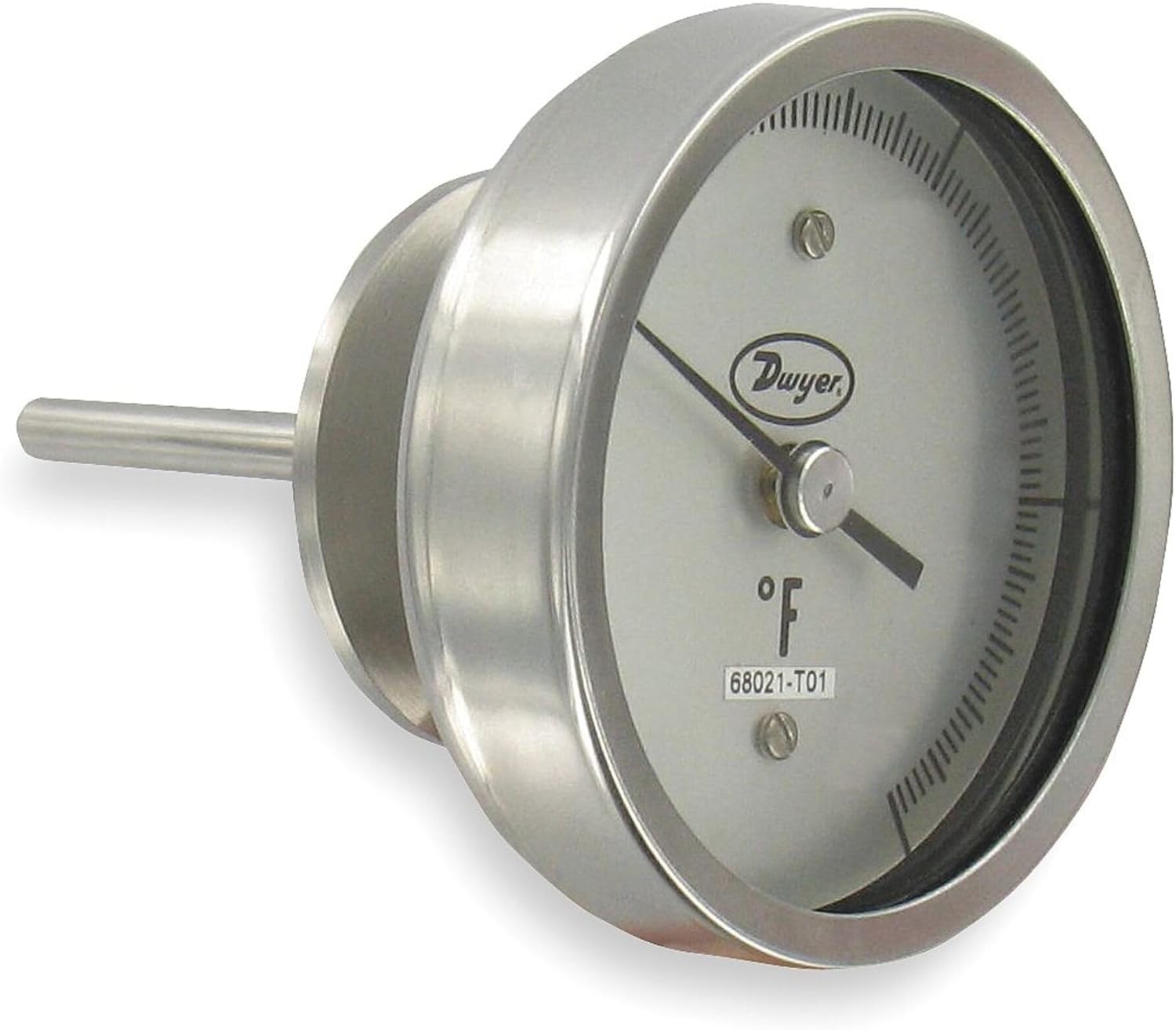 Dwyer Sanitary Bimetal Thermometer, BT20S54561, 50-300°F, 5" Dial, 2" Clamp, 4.5" Stem