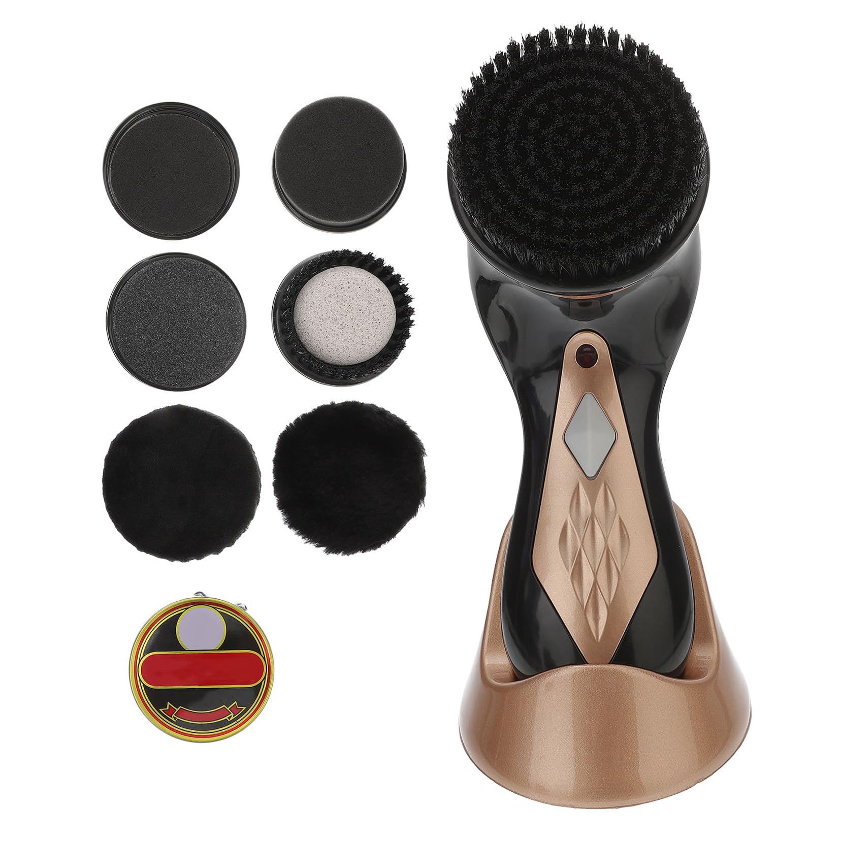 BESPORTBLE Cireuse À Chaussures Électrique avec 7 Brosses Interchangeables Kit Entretien Chaussures Cuir Canapés Sacs Nettoyage Rapide Portable