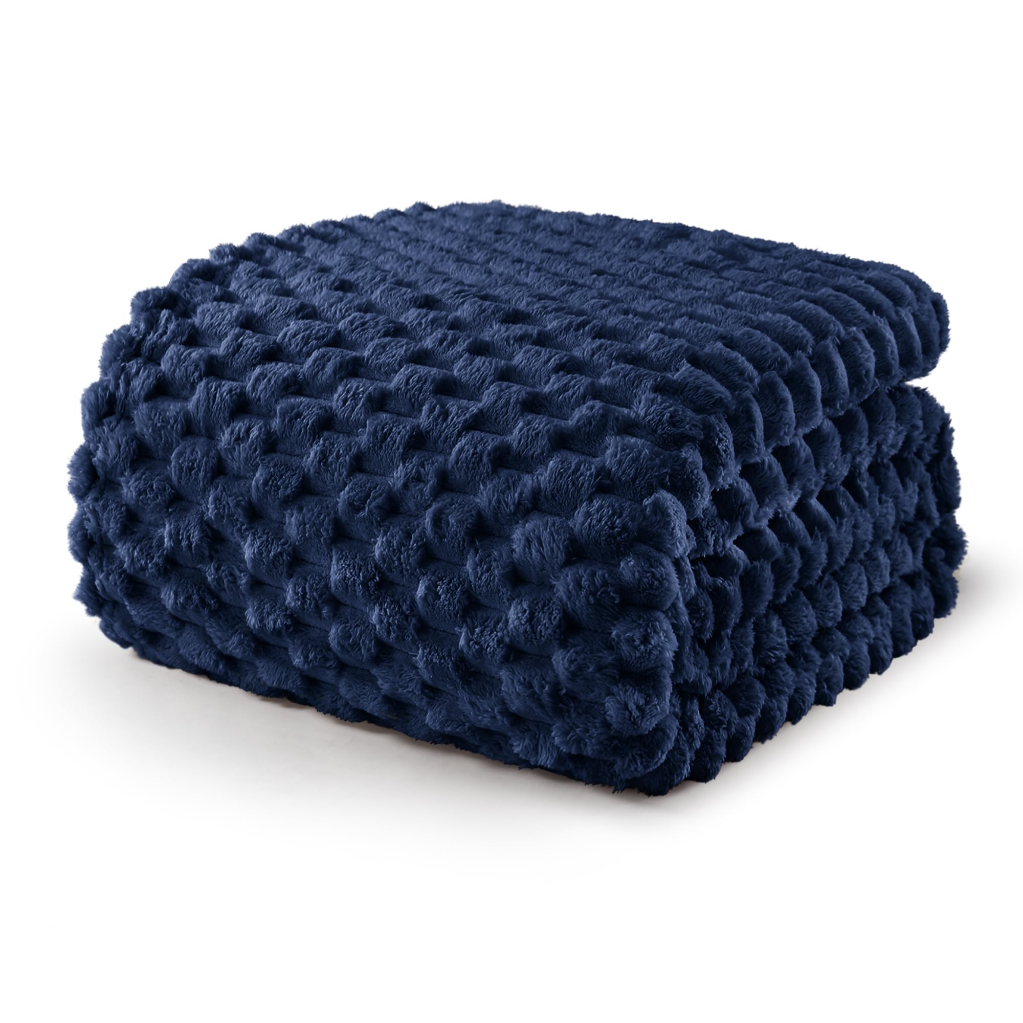 Exclusivo Mezcla 3D Fleece King Size Blanket for Bed, Navy Blue
