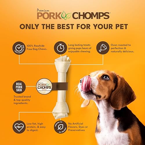 Miniatura 3 de Pork Chomps Masticable de piel de cerdo horneada, nudo de 11 pulgadas, 1 unidad