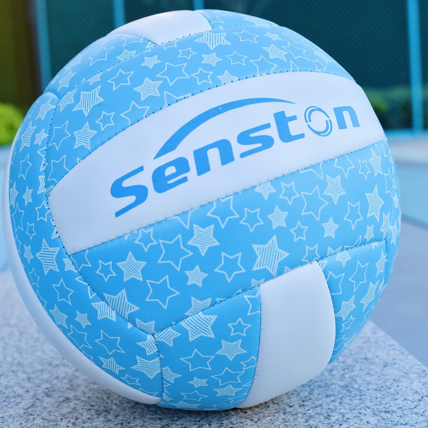 Senston Fluorescencyjna piłka do siatkówki, rozmiar 5, z pompką | Miękki w dotyku, trwały, wodoodporny, świecący w ciemności, do wewnątrz/na zewnątrz, na plażę, z pompką