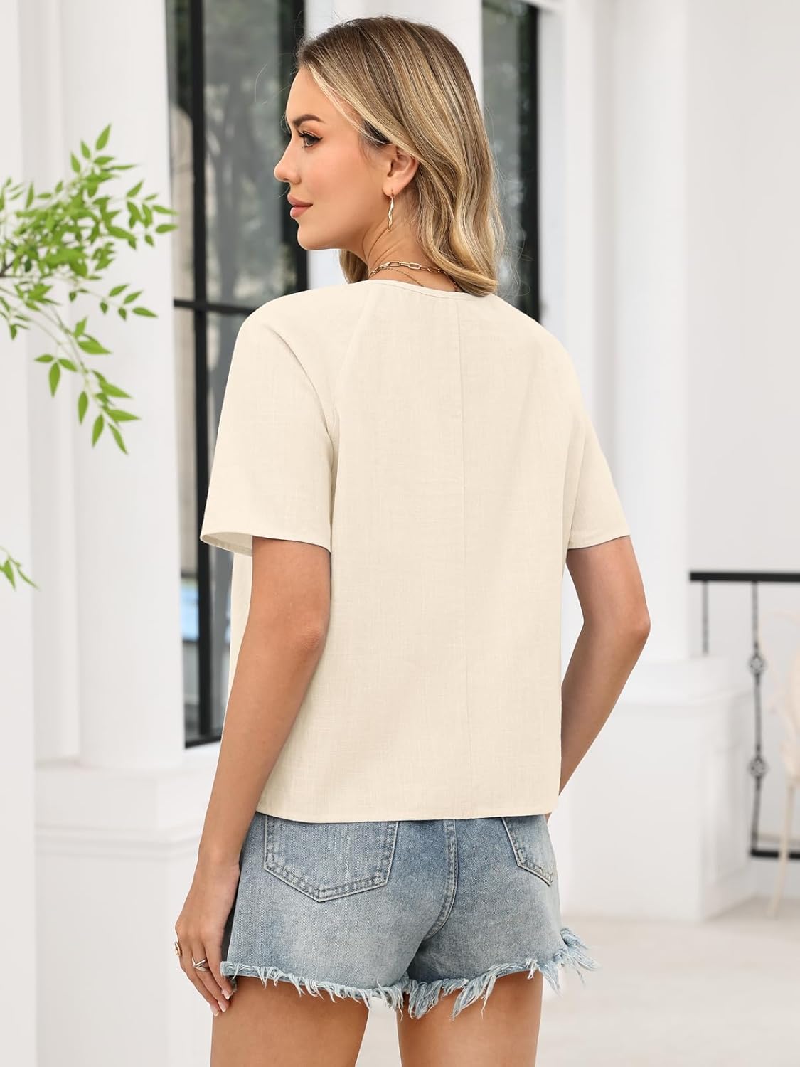 Celmia Boho Tops for Women Summer Cotton Short Sleeve Crew Neck Loose Fit T Shirt Blouses Dressy Casual - Image 3