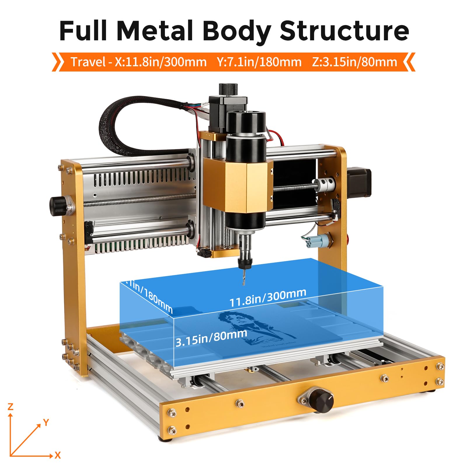 ANNOYTOOLS CNC-Fräsmaschine All-Metal 3018 2.0 PRO+ mit 500W-Spindel, Endschaltern und Not-Aus, 300 x 180 x 80 mm Arbeitsbereich CNC-Maschine für Holz, Acryl, Aluminium-Schnitzerei