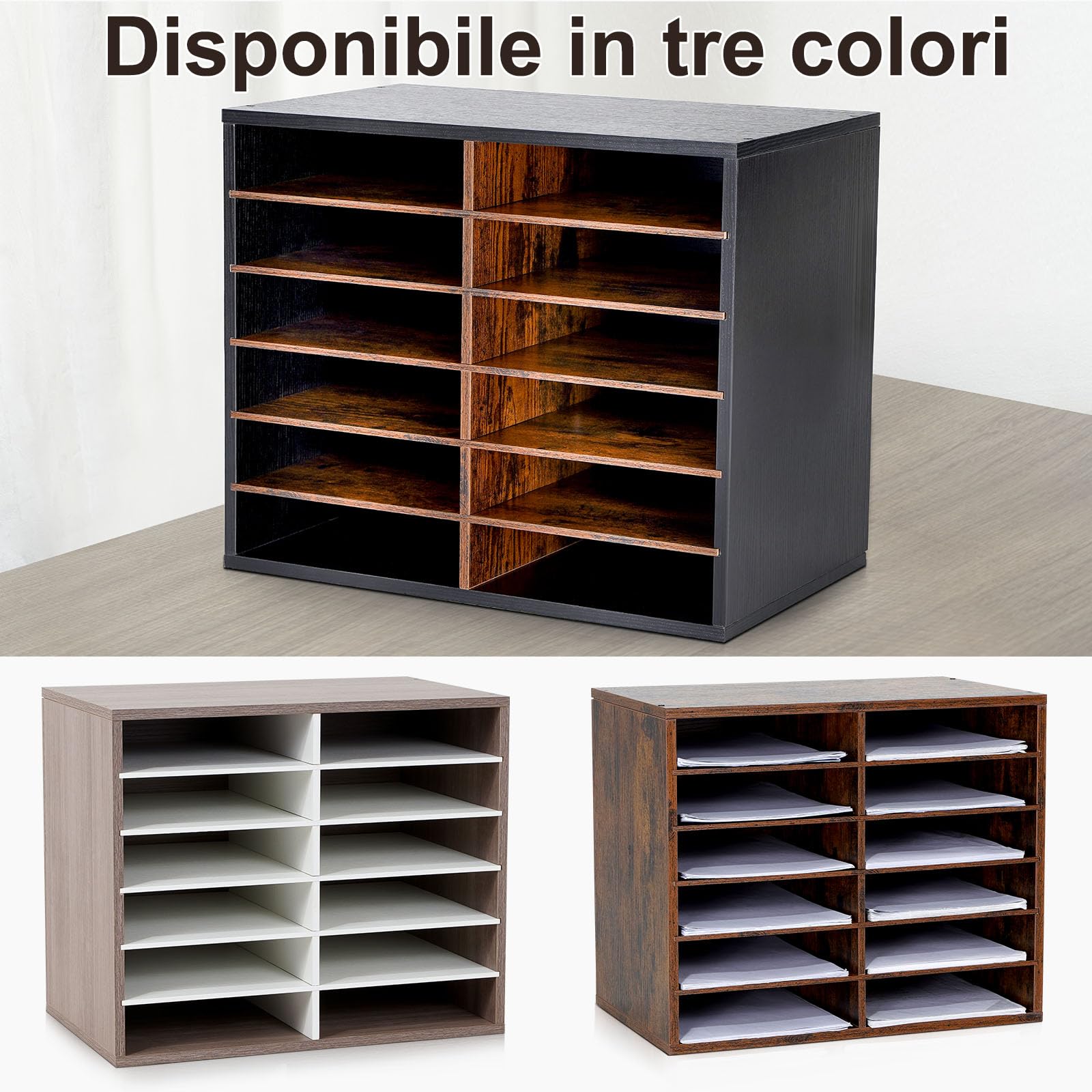 GUUSII HOME Porta Documenti Ufficio Scrivania Organizzatore Portadocumenti a4 Organizer Ufficio Portaoggetti Documenti Desk Organizer Vaschette Legno Cassettiera Con