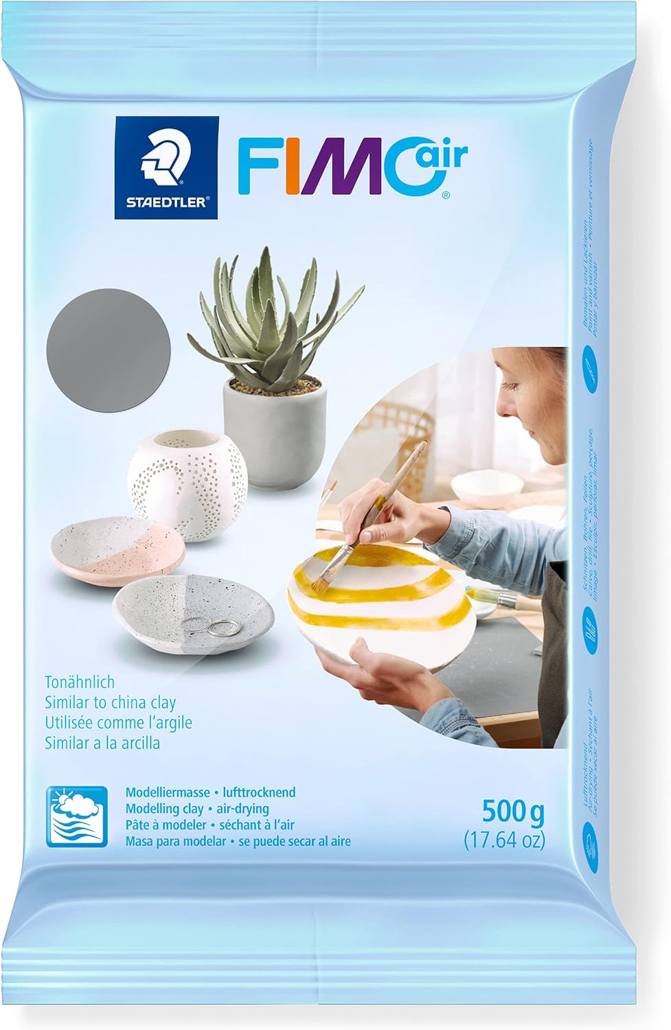 STAEDTLER Fimo Air 810080 AirDrying Modelling Clay Grey Ready to Use