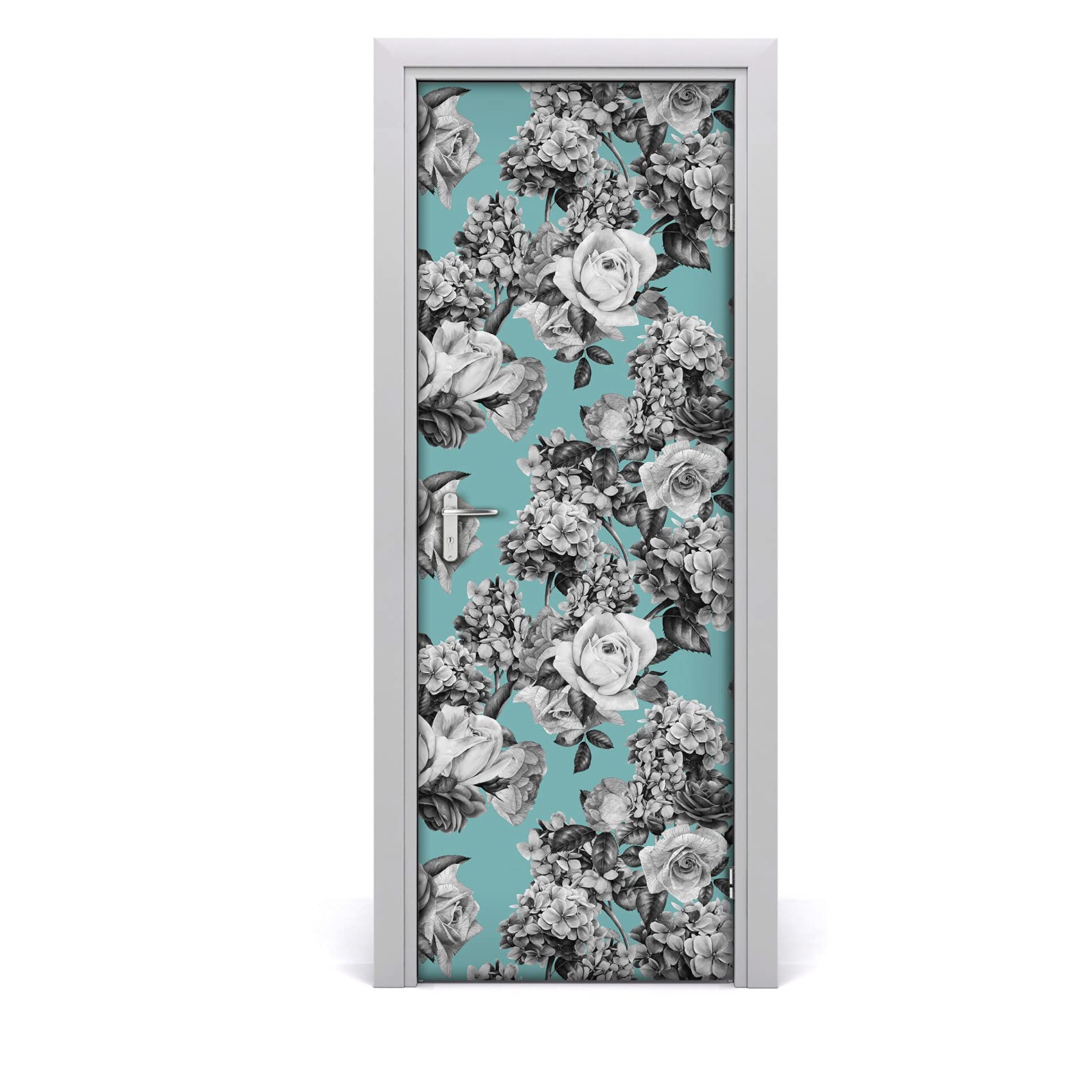 Autocollant de porte 85x200cm papier peint de roses floral imperméable