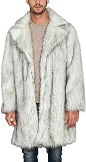 Men Winter Faux Fur Coat Oversized Fluffy Thick Outwear Lapel Collar Jacket Cardigan Faux Mink Overcoat