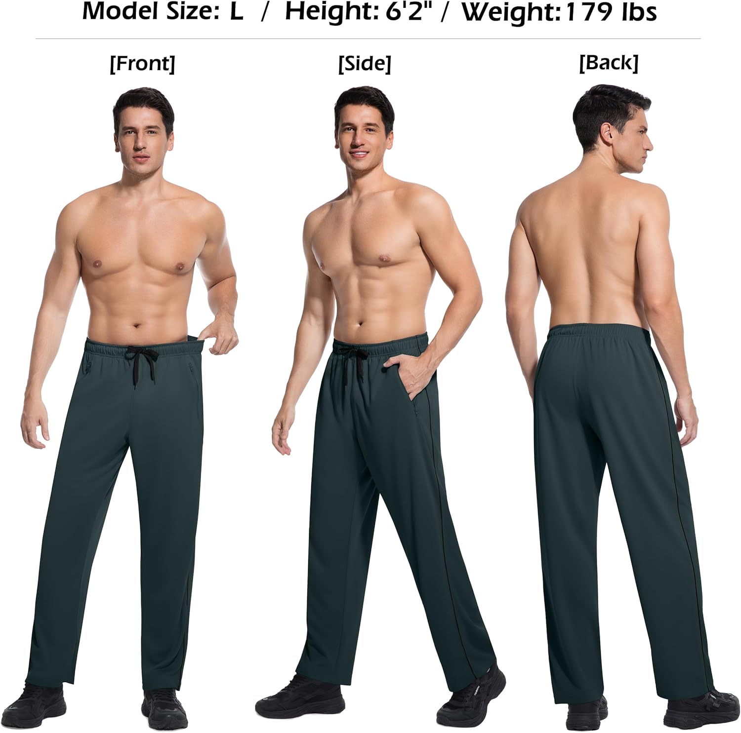 SACUIMAN 3 Pack Mens Athletic Sweatpants with Zipper Pockets,Workout Gym Running Jogging Training Pants for Men - Image 5