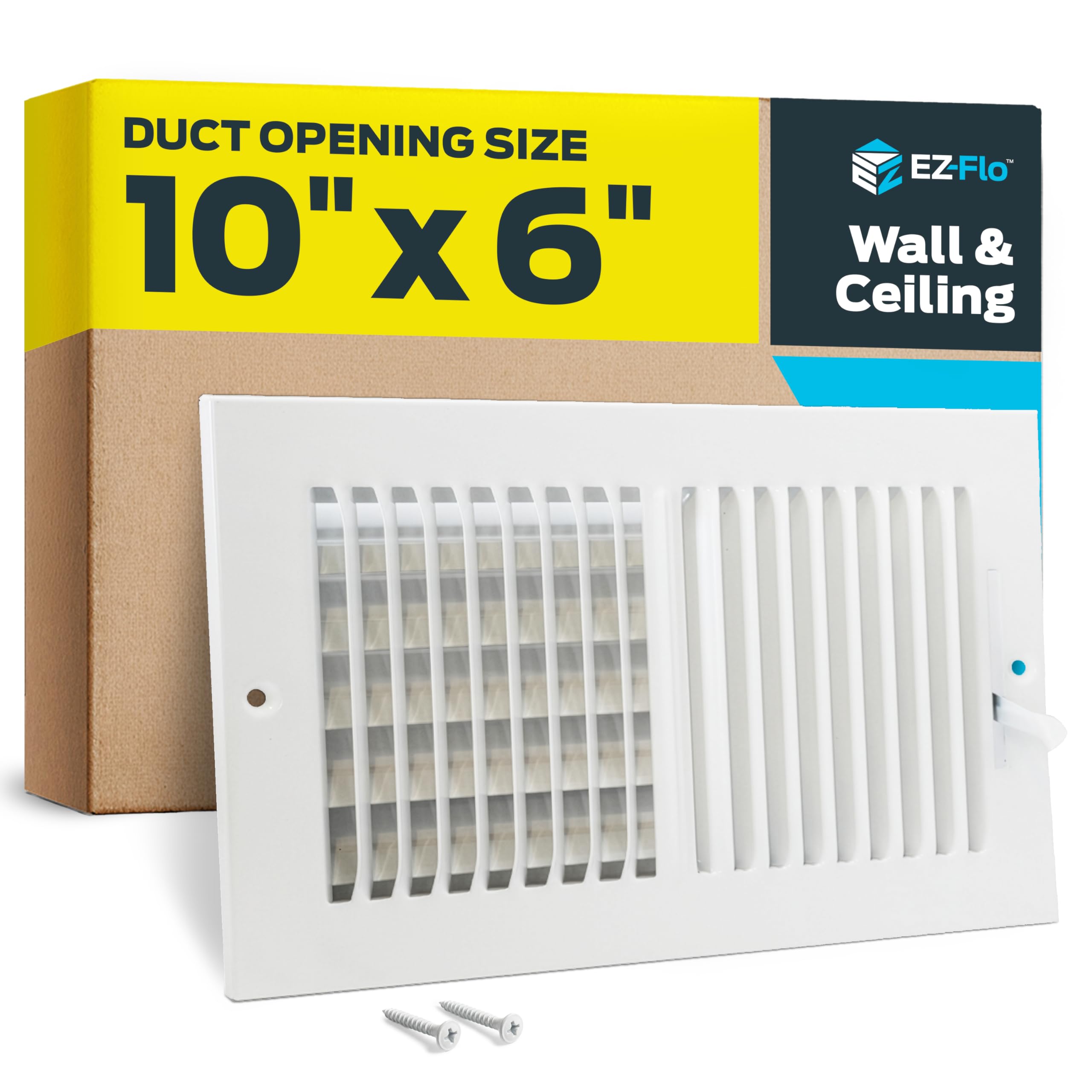 EZ-FLO 10 x 6 Inch (Duct Opening) Air Vent Cover for Wall or