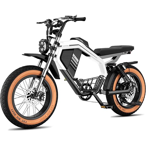 M5 Electric Bike for Adults/Teen, 2000W/2500W Peak Motor, 37.5/32 MPH, 48/52V, 15AH-40AH Dual Battery, 80/160 Miles 20" Fat Tire Electric Dirtbike, City Moped Electric Motorcycle for Adults