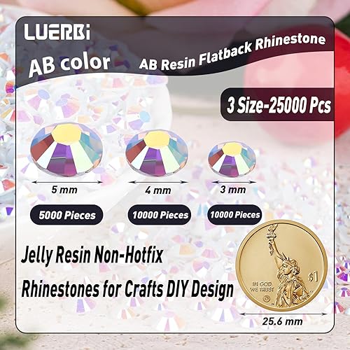 Miniatura 2 de 25000 diamantes de imitación coloridos de resina AB, diamantes de imitación coloridos de 0.118 pulgadas, 0.117 pulgadas, con parte trasera plana, no