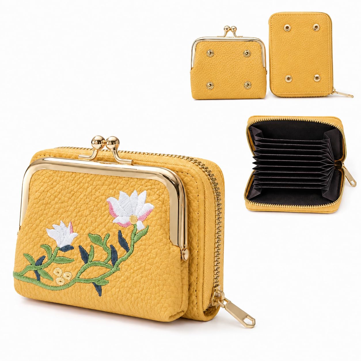 Kawn Women's Yellow PU Leather Zip Wallet - Image 1