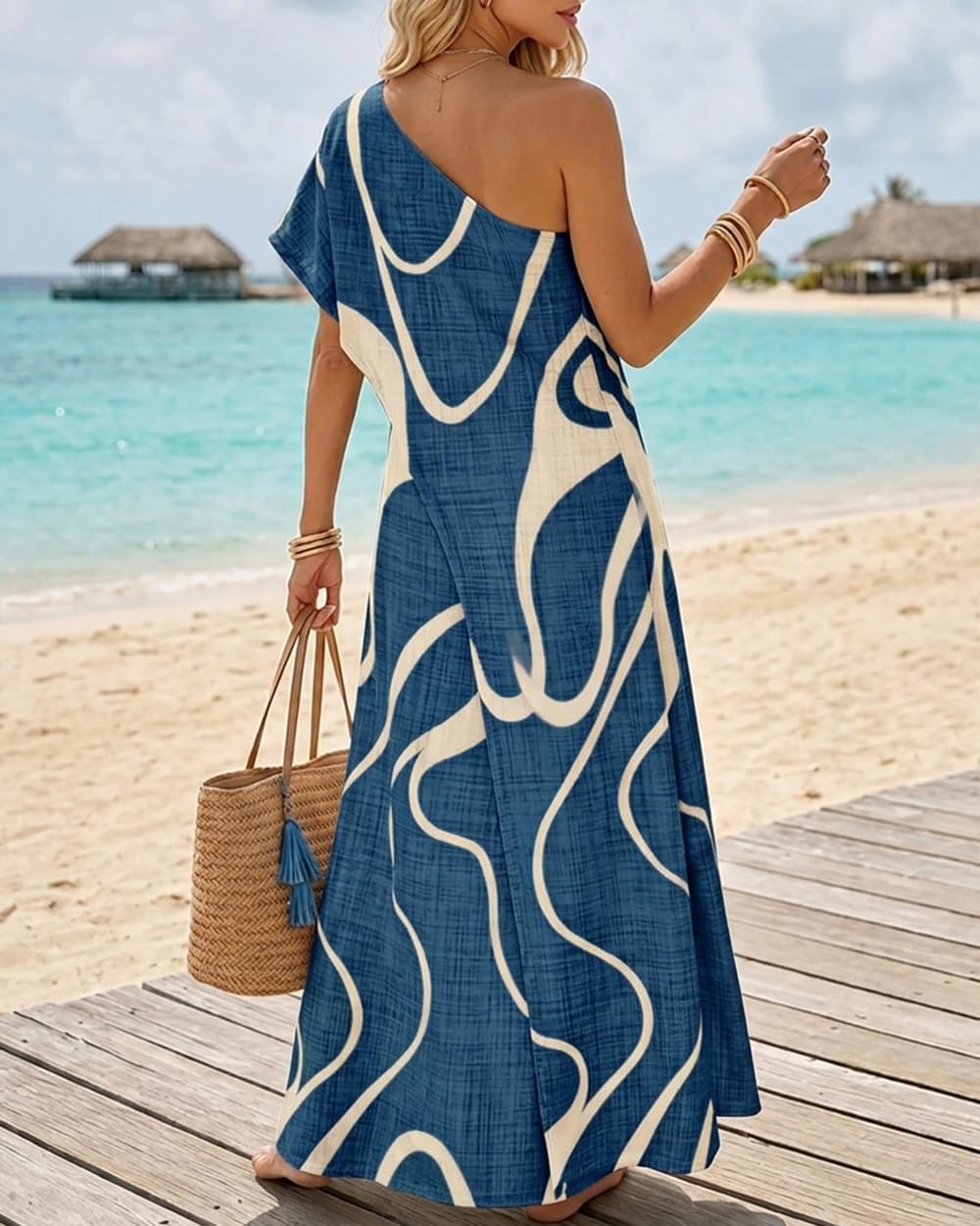 CHICME Maxi Dresses for Women Abstract Print Summer Dress image 3