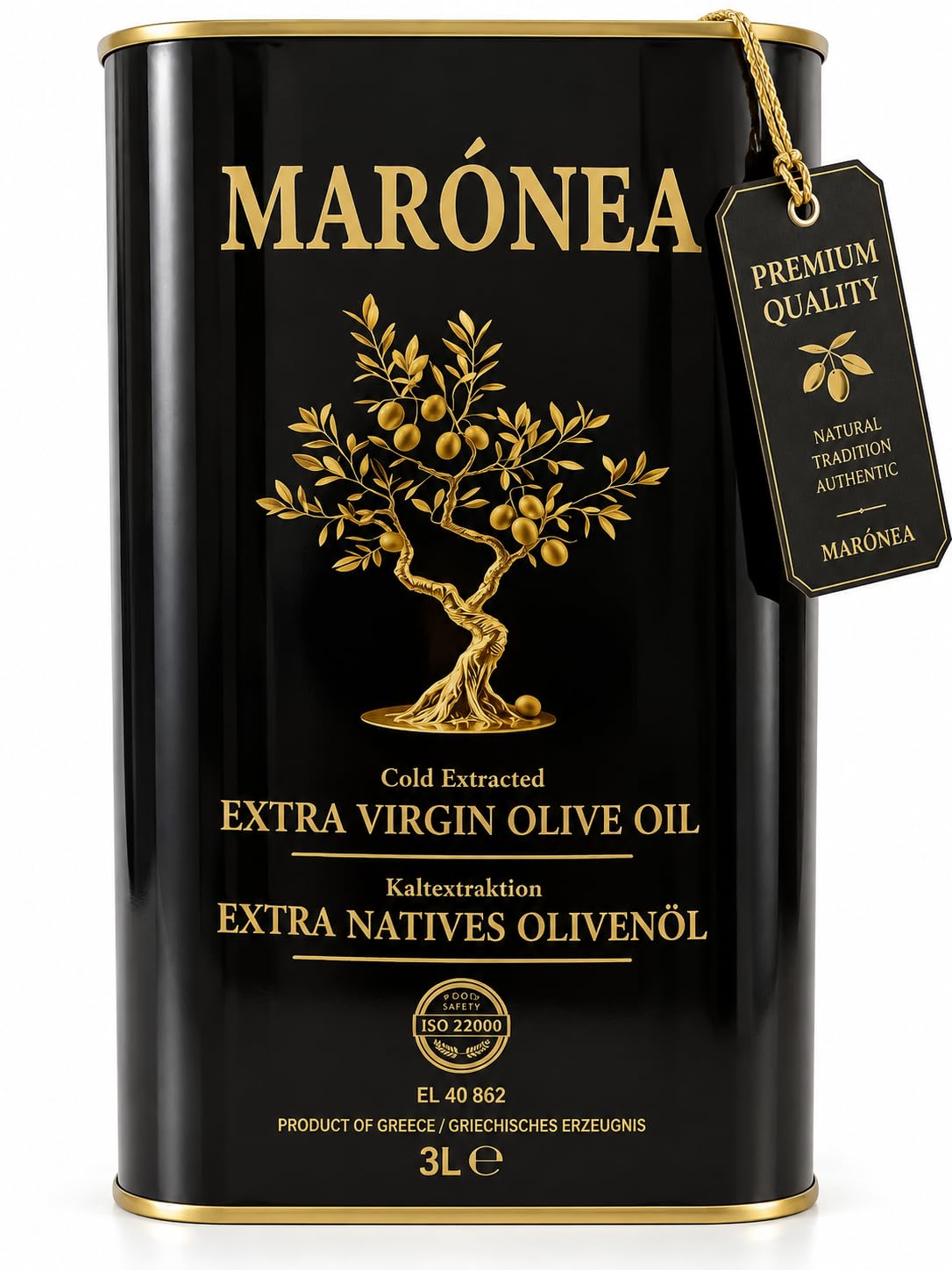 MARÓNEA Premium Olivenöl Extra Nativ – 3 Liter Kanister | Handgeerntete Oliven aus Maroneia, Griechenland | Erste Kaltpressung unter 27 °C | Intensiv-fruchtig | Ernte 2025/26 | Familienvorrat