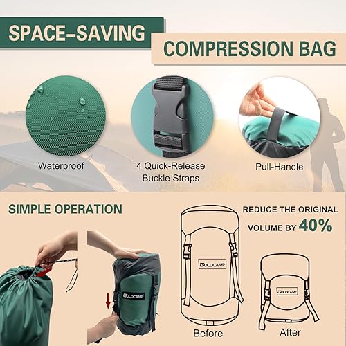 Miniatura 4 de GoldCamp Saco de compresión, 40% más de almacenamiento. Saco de compresión de 18L30L43L49L65L, saco de dormir impermeable y ultraligero, equipo de
