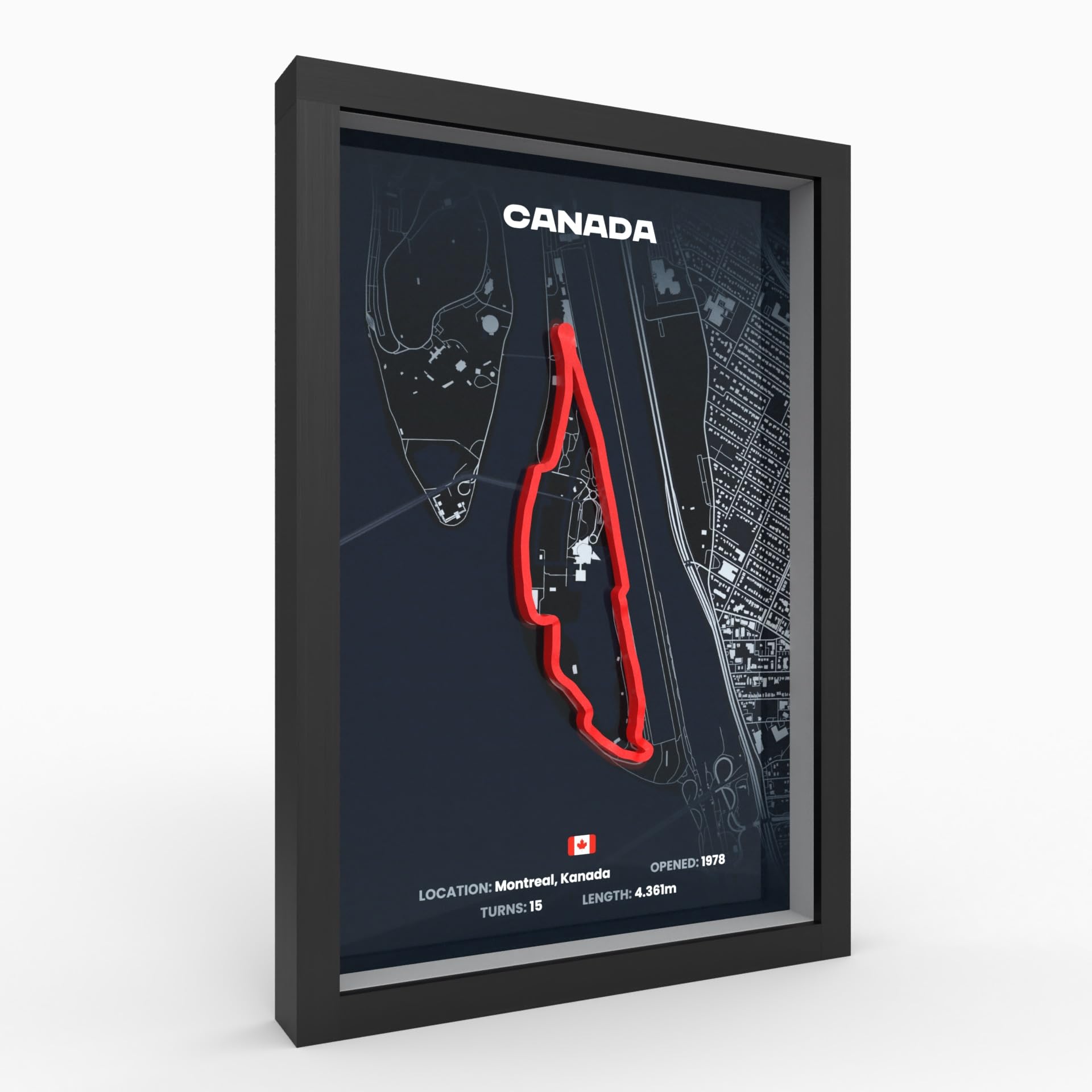 3D Motorsport Poster im Holzrahmen I Hochwertiger 3D Druck I Racetrack I Rennstrecken Poster I Geschenk für Mann oder Motorsportfans zu Weihnachten, Geburtstag