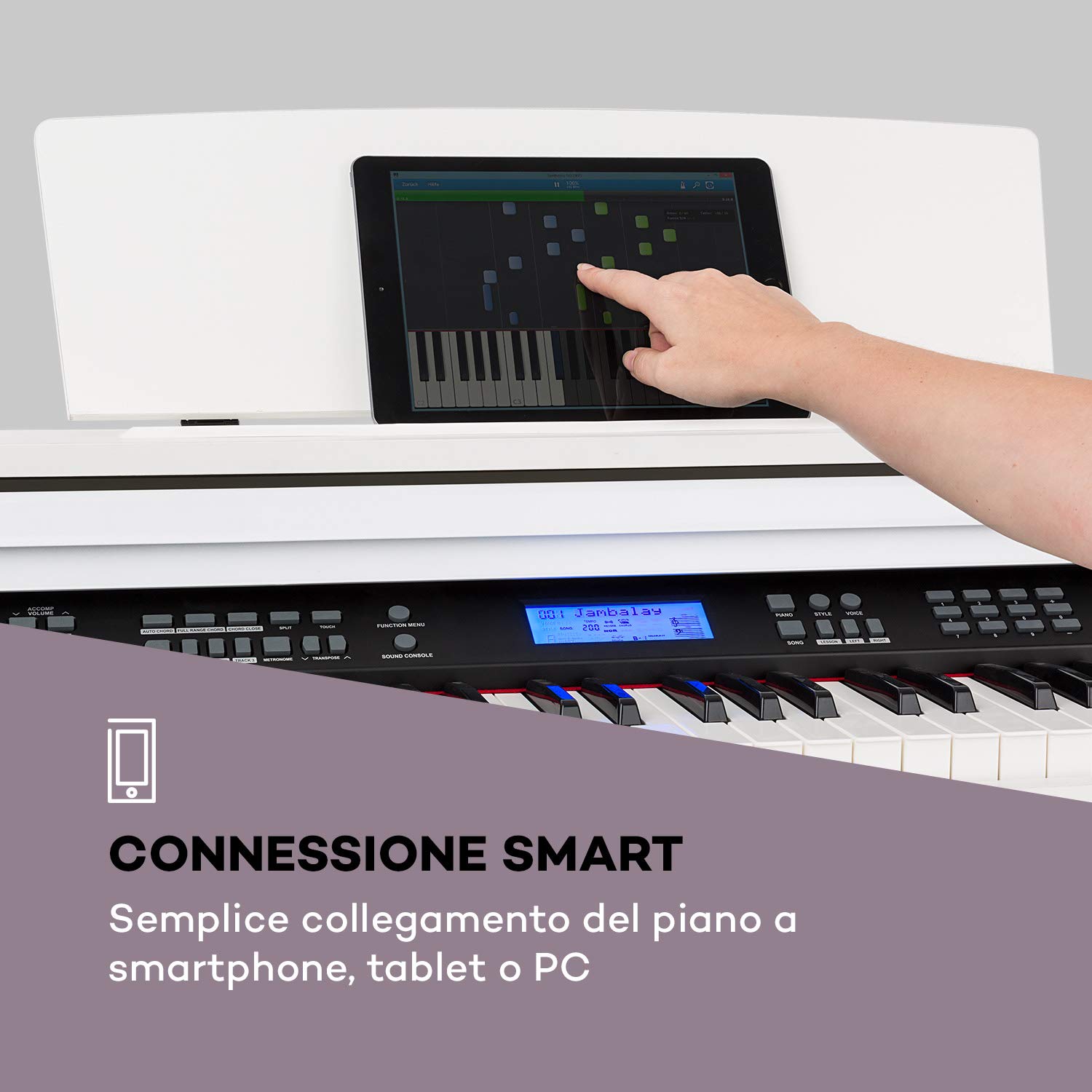 Schubert Subi 88 MK II Pianoforte, Tastiera portatile - Tastiera a tasti, Piano, 88 tasti, MIDI, Piano elettronico con USB, 360 suoni, 160 ritmi, 80 brani demo, Display LCD, Effetti, bianco