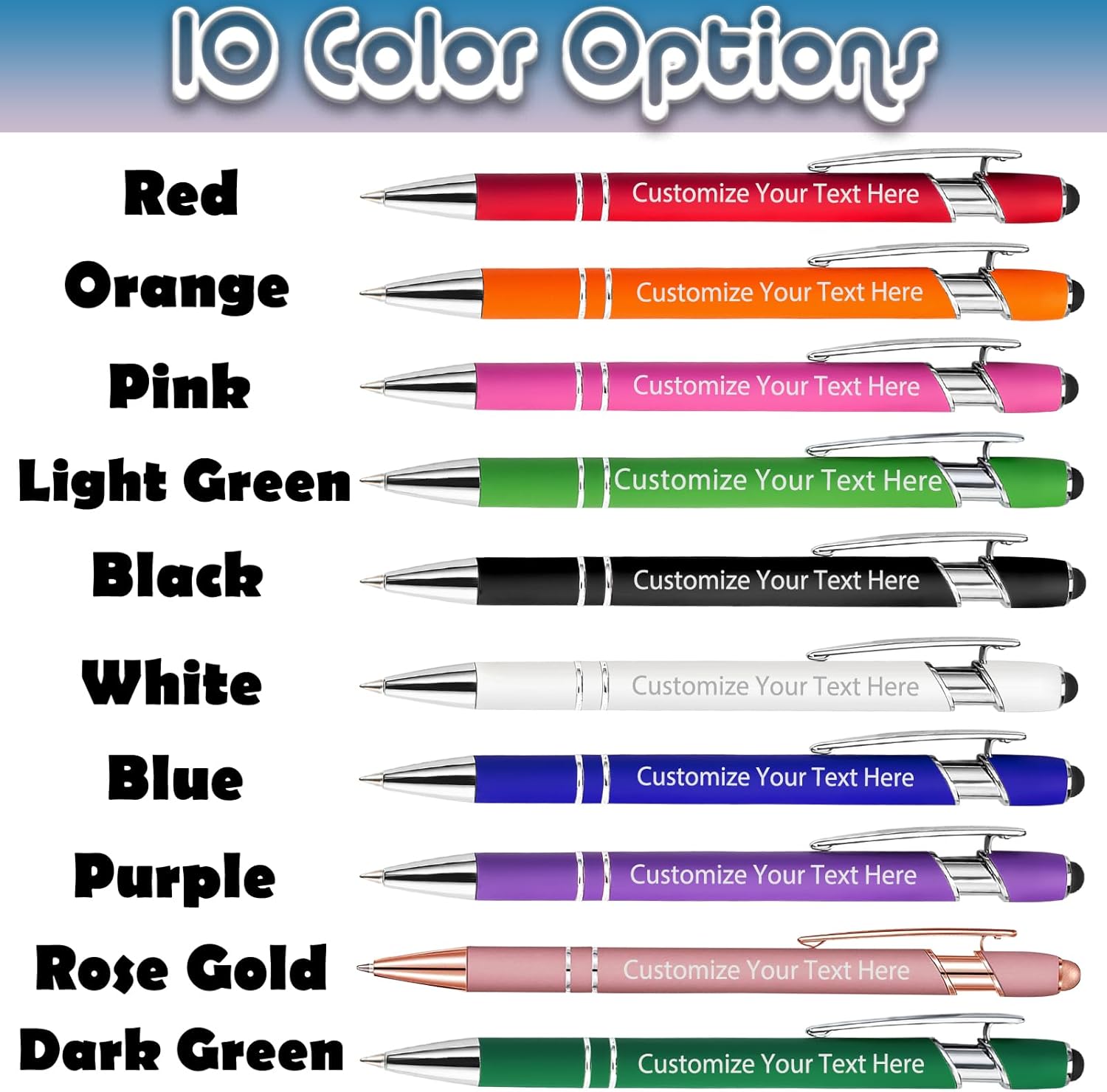 Personalized Pens in Bulk Custom Engraved Ballpoint Pens with Stylus Tip Customized Black Ink Signature Pens Gifts for Graduation Birthday Anniversary