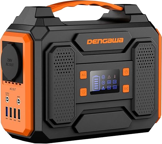 DENGAWA Tragbare Powerstation 250Wh, 230V/250W Solargeneratoren Akku mit AC/DC/USB, Power Station Solar für Camping, Outdoors, Reisen, und Notfälle