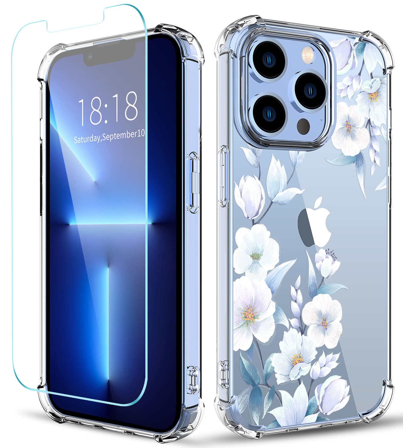 Coque iPhone 13 Pro Max florale antichoc avec protection écran intégrée - 8