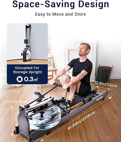 Miniatura 4 de TOPIOM Máquina de remo de agua con monitor de rendimiento TM-3, carga máxima de 400 libras
