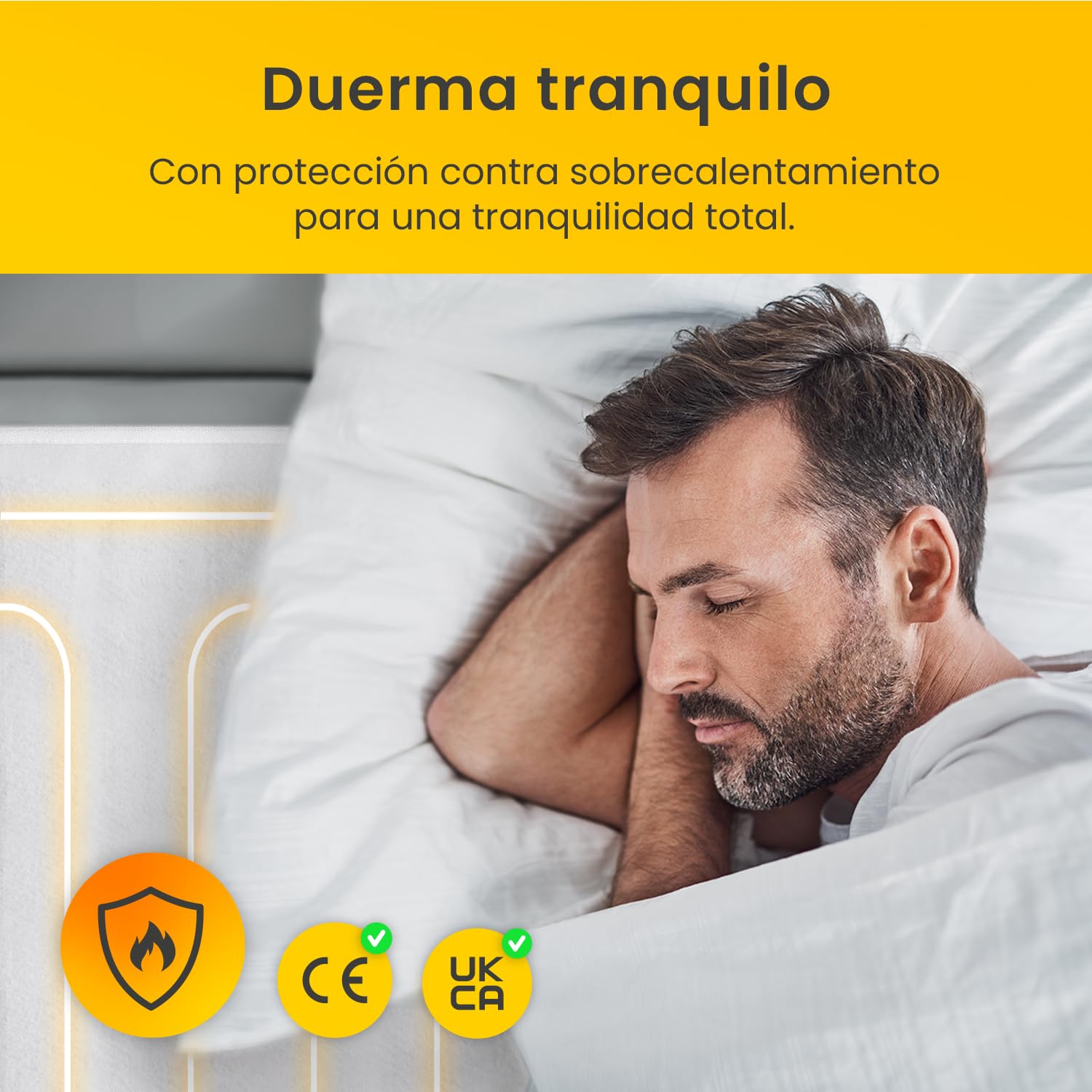 Cosi Home Calientacamas Eléctrico Premium de 150 x 80 cm. Calienta Colchones y Camillas con 3 Niveles de Calor, Sistema de Seguridad y Protección contra Sobrecalentamiento. Apto para Lavadora