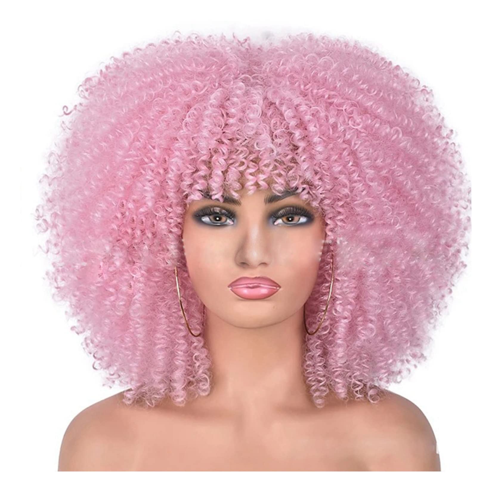 CareUrButi Short Afro Curly Wigs for Black Women Bouncy Synthetic Curly Afro Wig Heat Resistant Full Hair Wigs Twisted Wigs