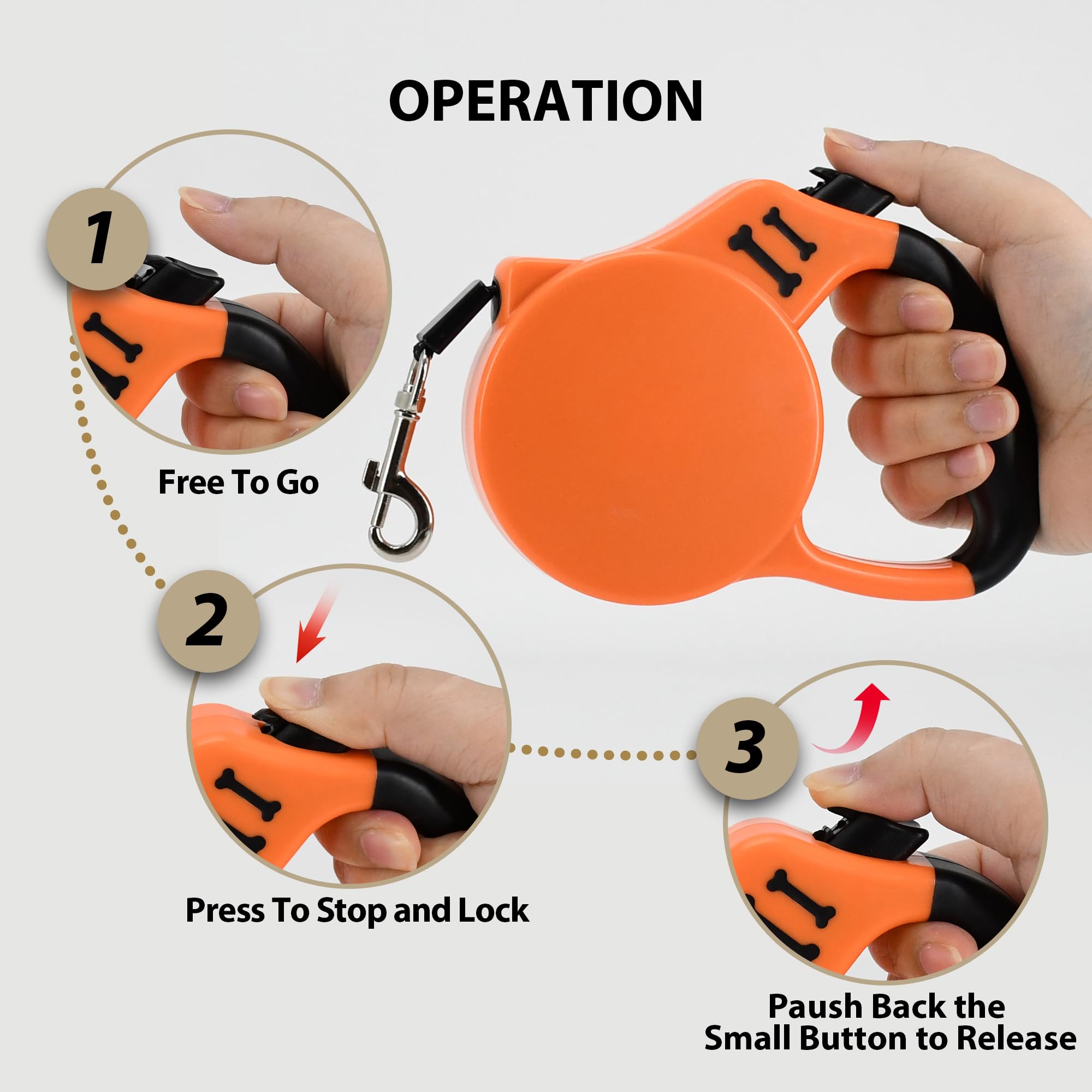 AIITLE Extendable Dog Lead 5m with Reflective Ribbon, One-Hand Control, Anti-Tangle Design, Durable Nylon Tape - Image 3