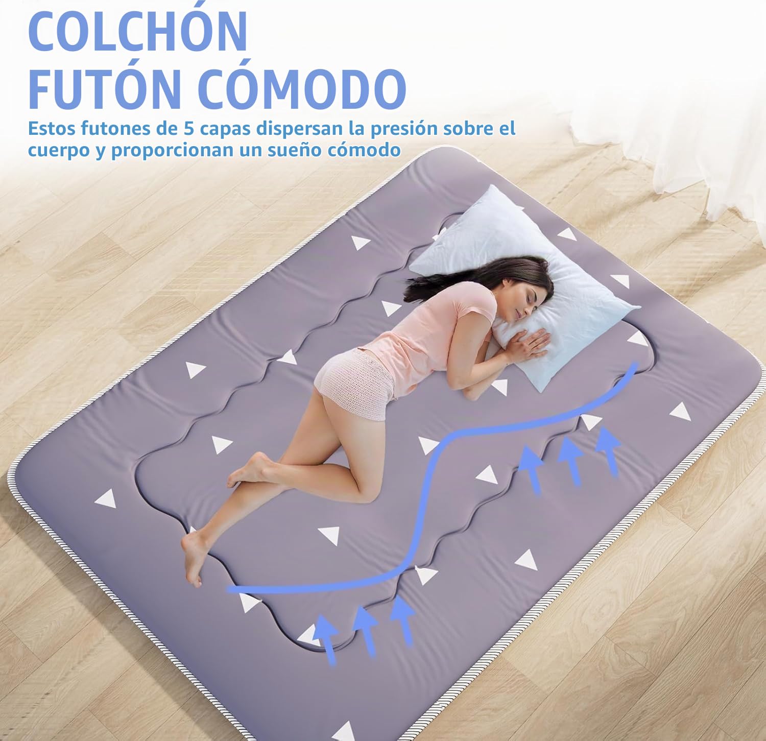 Kiseely Colchones para futones, Colchón futón japonés, Tatami Plegable, portátil, con Bolsa y Correa, para Dormitorio, colchón de Suelo Grueso, colchón Enrollable para Acampar (Gris IC5, 120X200cm)