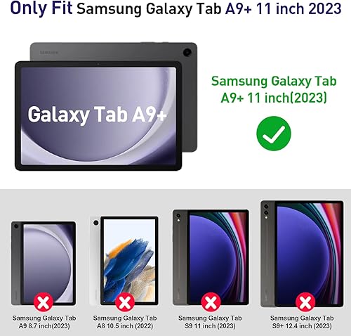 Miniatura 8 de SUPFIVES Funda para Samsung Galaxy Tab A9 Plus de 11 pulgadas 2023, silicona líquida resistente a prueba de golpes, con soporte giratorio de 360,