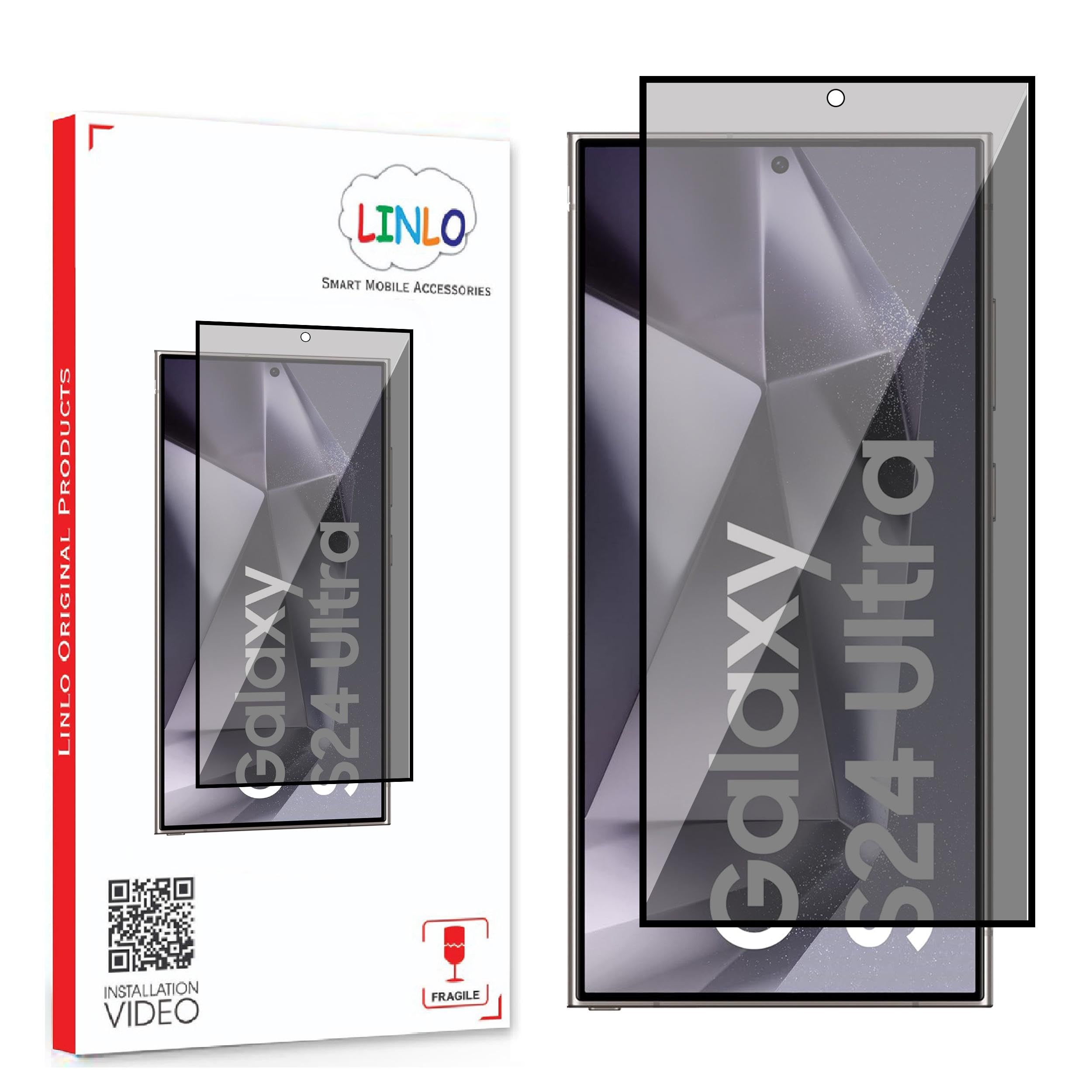 LINLO Privacy Tempered Glass for Samsung S24 Ultra 5G with Edge to Edge Coverage and Easy Installation Kit, Pack of 1, Black (B0CVHDMW8D) Amazon Price History, Amazon Price Tracker