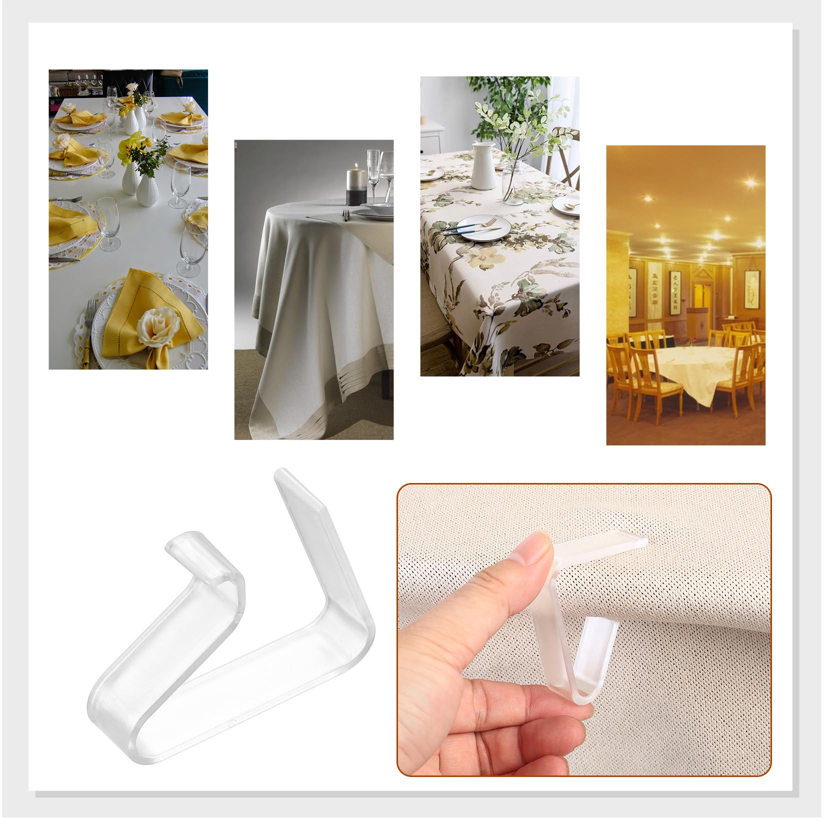 Pinces à Nappe Transparentes, Clips Flexibles Extérieur pour Tables 35-55 mm, Porte-Nappe Jardin Picnic Barbecue