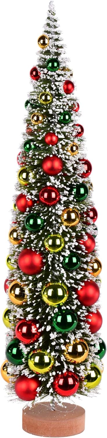 Vickerman 24" Vintage Tabletop Frosted Green Artificial Christmas Tree, Red, Frosted Green, Gold Ornament - Faux Christmas Tree - Seasonal Indoor Home Decor