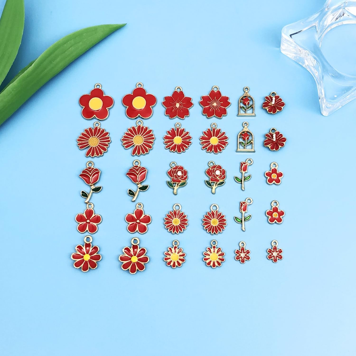 Youdiyla 60pcs Alloy enamel colored flower set Pendant Jewelry Making DIY Keychain Earrings Pendant Various Design Charms for Jewelry Making Bracelets Necklace - Image 2