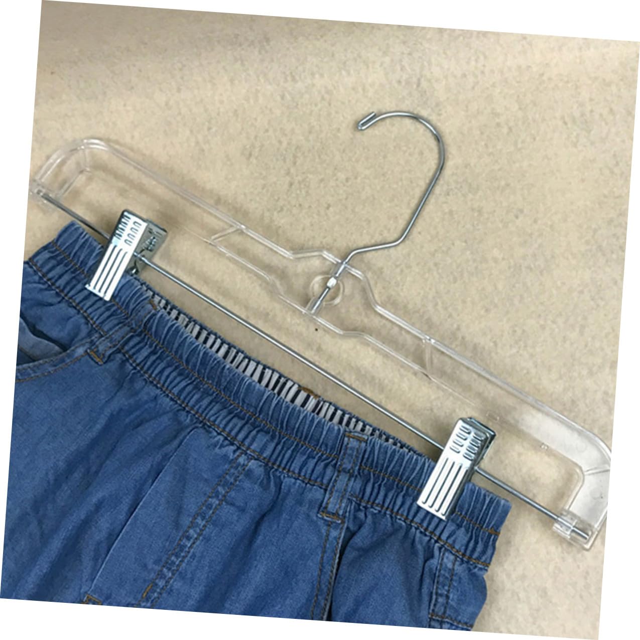 TOYANDONA 10 Pezzi Grucce Pantaloni con Clip Regolabili per Gonne e Pantaloni Appendini Trasparenti Gancio Rotante per Organizzare Armadi e Abiti Formali