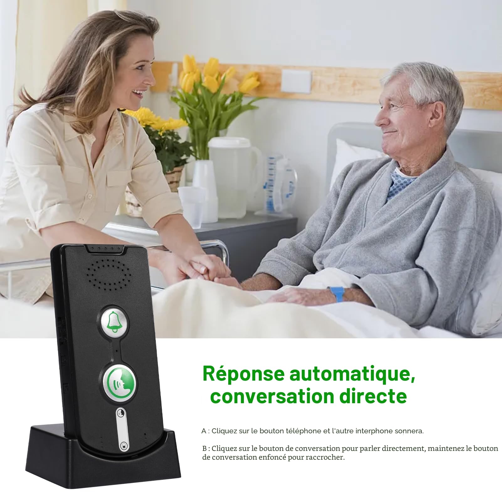 3 Pièces Interphone Vocal sans Fil, 500M Interphone sans Fil à Très Longue Portée, Sonnette D'interphone Vocal étanche, Interphone Vocal à 2 Voies pour la Maison Bureau