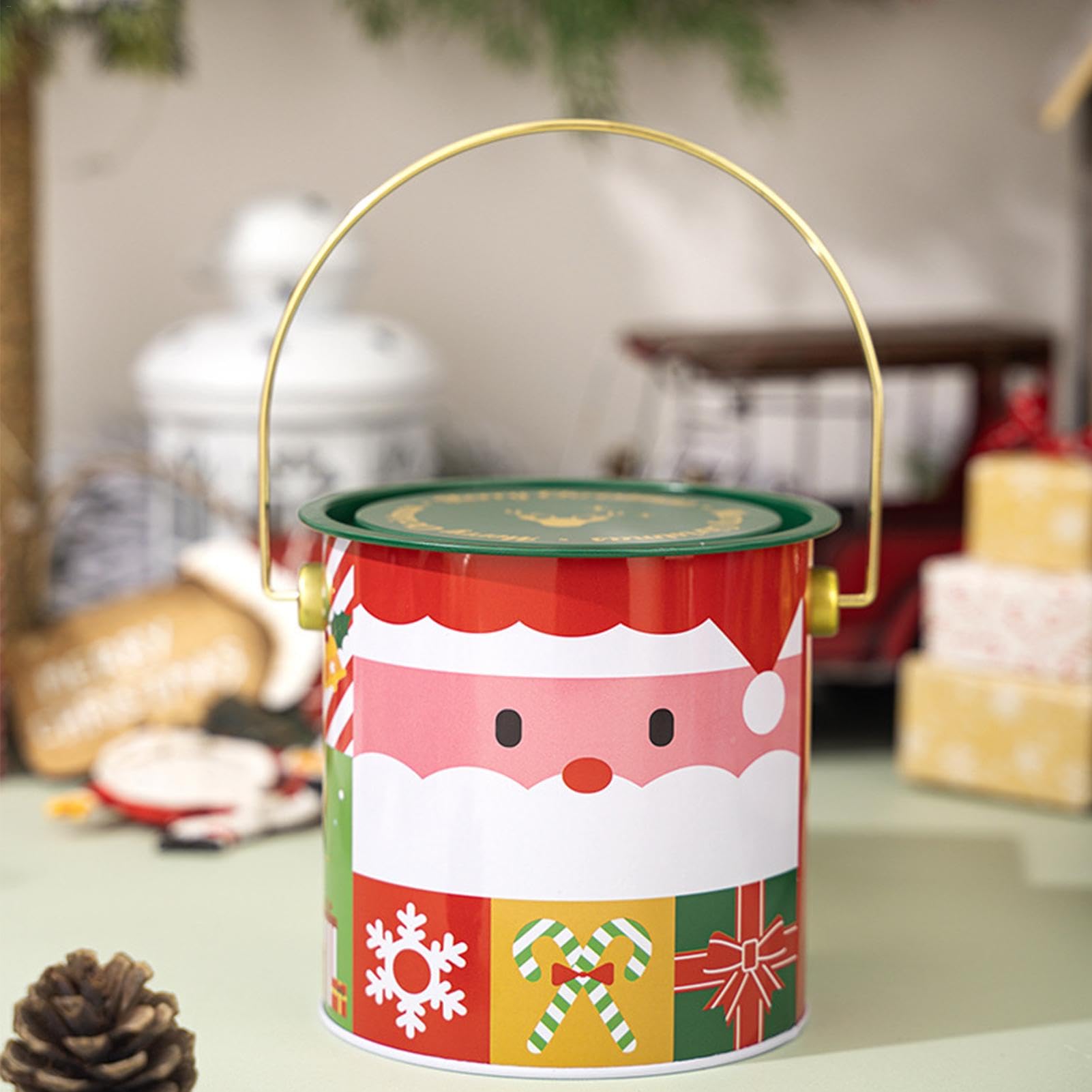 Bocaux à bonbons de Noël, boîtes à biscuits de Noël avec couvercle | Boîtes vides pour biscuits de Noël, boîtes décoratives pour chocolat, bonbons, biscuits, thé, café