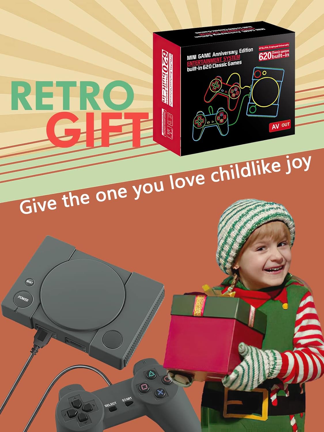 Fadist Retro Game Console, Plug and Play Video Game Console，Built in 620 Classic NES Games, with 2 Wired Controllers, AV Output, Ideal Gift for Kids, Adult, Friend, Lover : Toys & Games