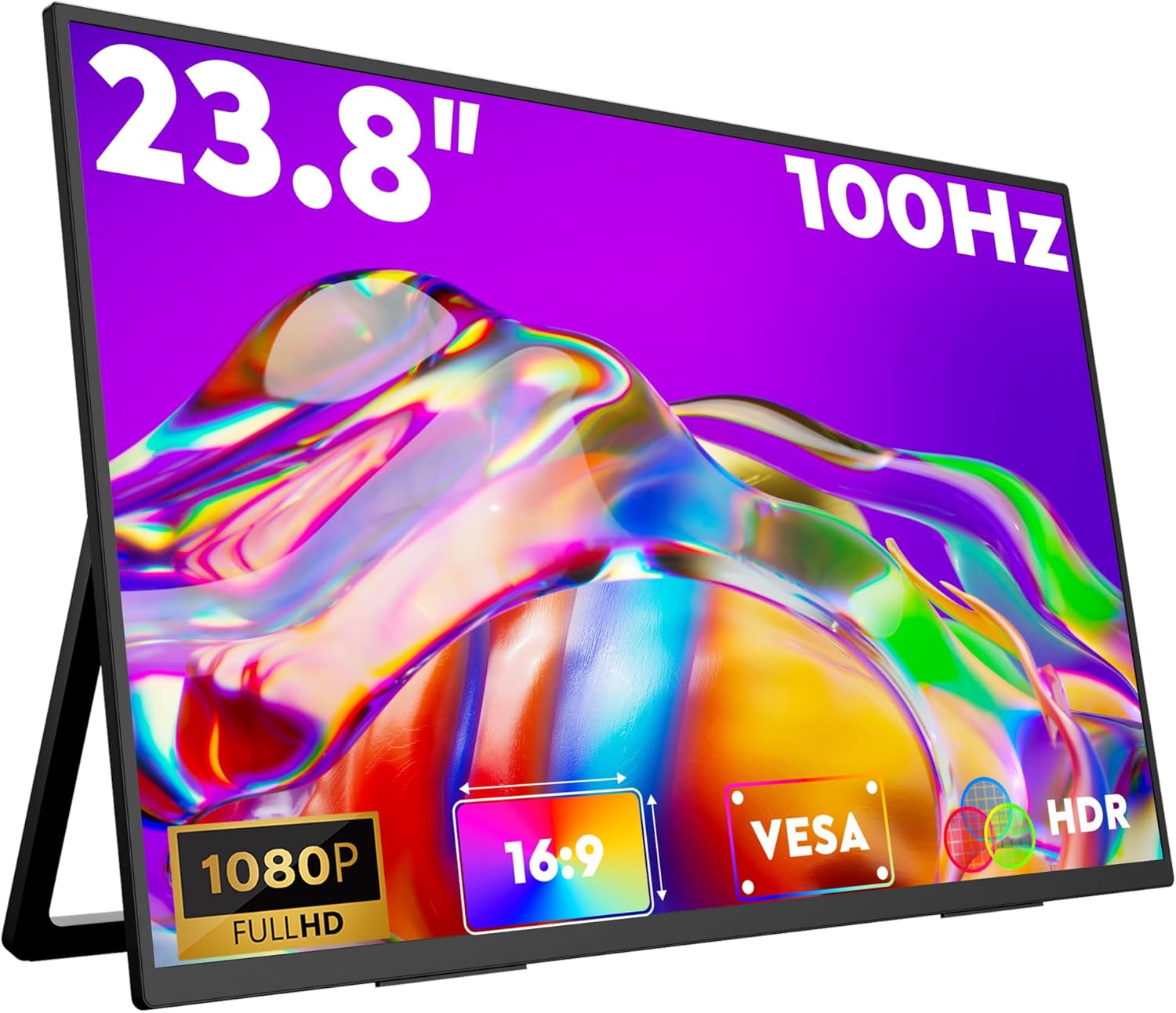 23.8" Portable Monitor for Laptop 100HZ-Portable Screen 100% SRGB IPS for Gaming & Work USB-C HDMI Second Monitor Portable with 180°Adjustable Stand for Laptop Mac Window PS5