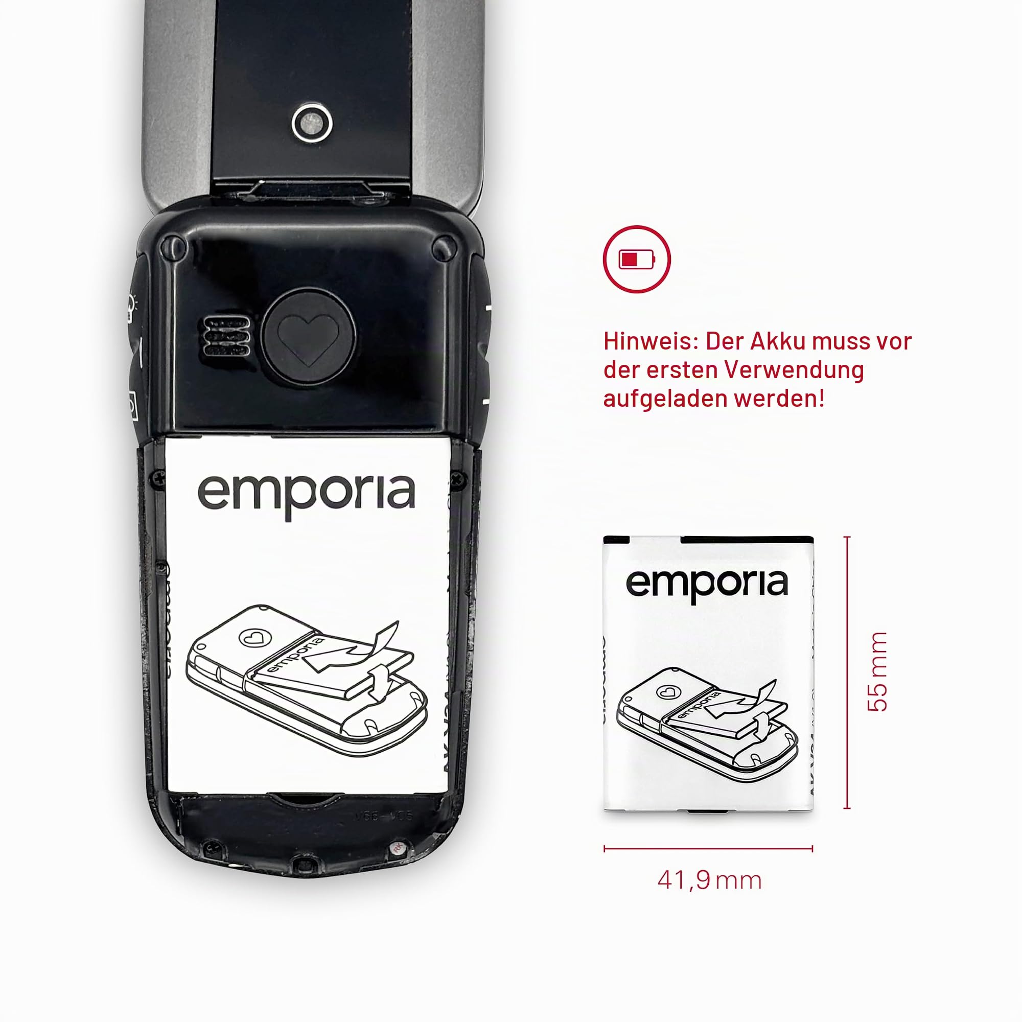 Emporia 1020 mAh Li-Ion-Akku/Akku, Schwarz – Ersatzteile für Mobiltelefone (Akku/Akku, Schwarz, Lithium-ION (Li-Ion), 1020 mAh, 3,7 V, Glam)