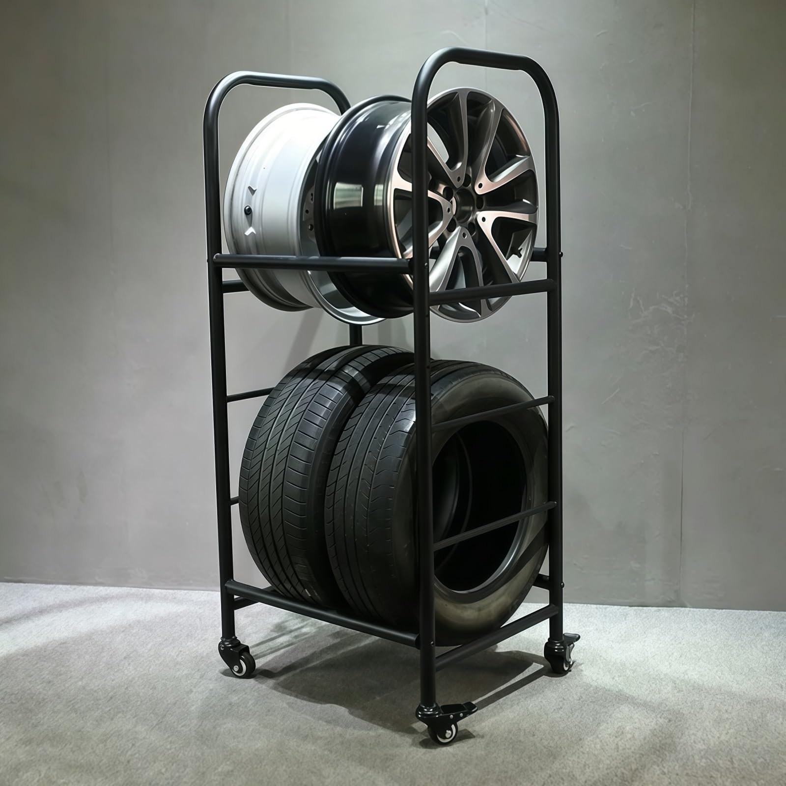 AKFNCJE Movable Heavy Duty Tire Rack, Adjustable Tire Storage Rack