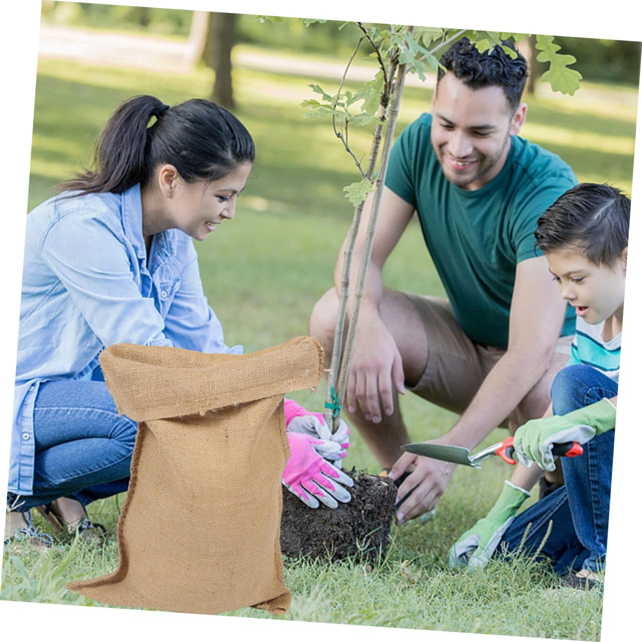 5 Sacchi di Iuta Riutilizzabili per Controllo Allagamenti e Giardinaggio, Materiale Burlap Estremamente Resistente per Uso Domestico e Stoccaggio Rifiuti
