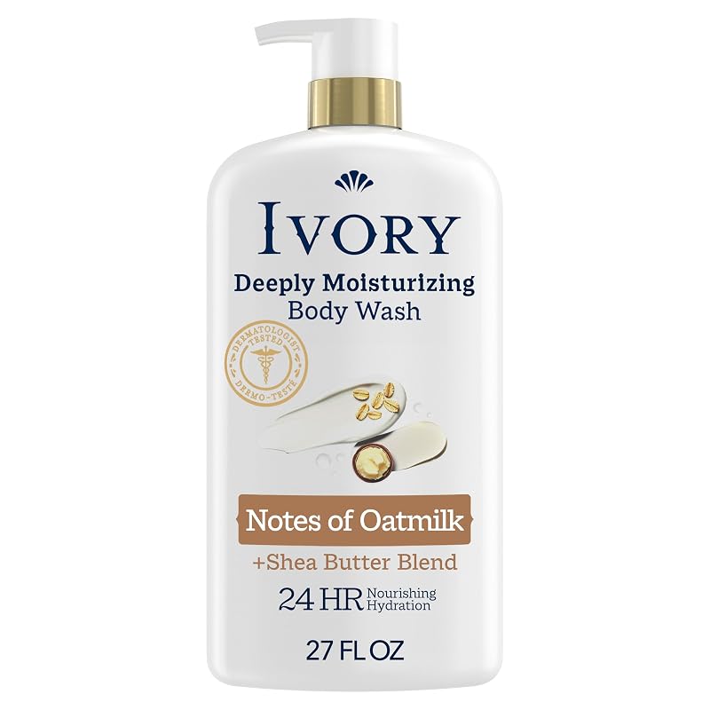Sabonete líquido corporal Ivory com manteiga de karité e fragrância de leite de aveia, 798 g