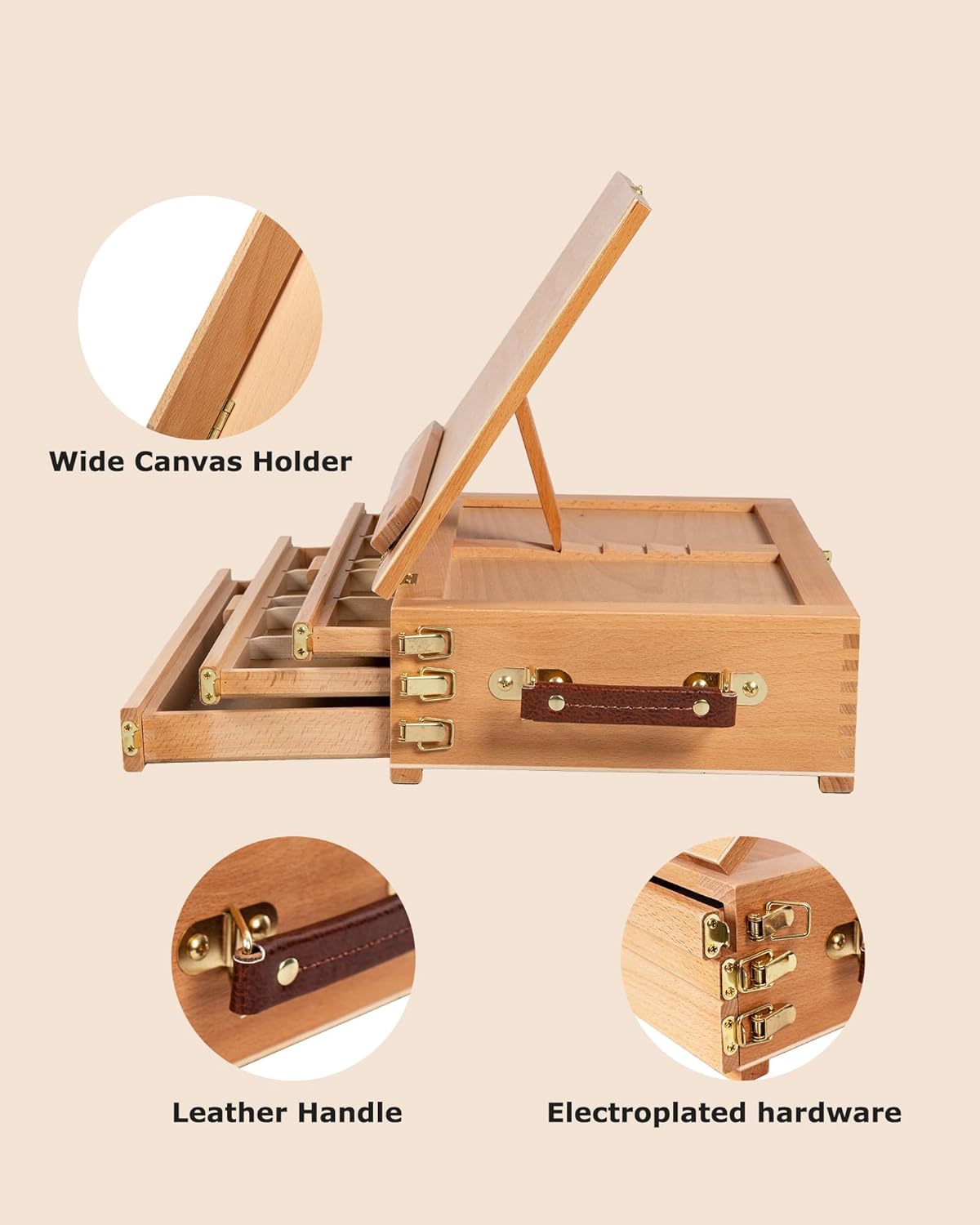 DJAR Tabletop Easel for Painting with 3 Drawer Storage, Adjustable Portable Beechwood Desktop Easel Sketchbox, Art Painting Stand for Adults, Students