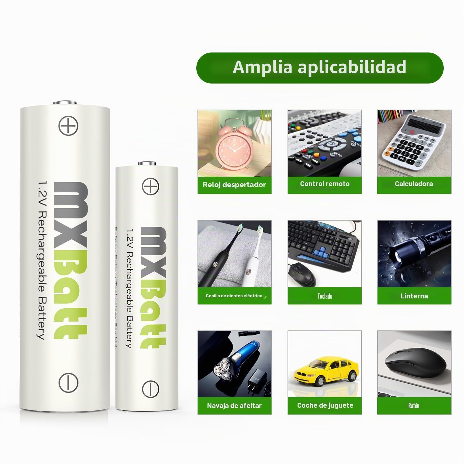 16 x AA y 16 x AAA Pilas Recargables NiMH, 1.2V, 3200/1100mAh