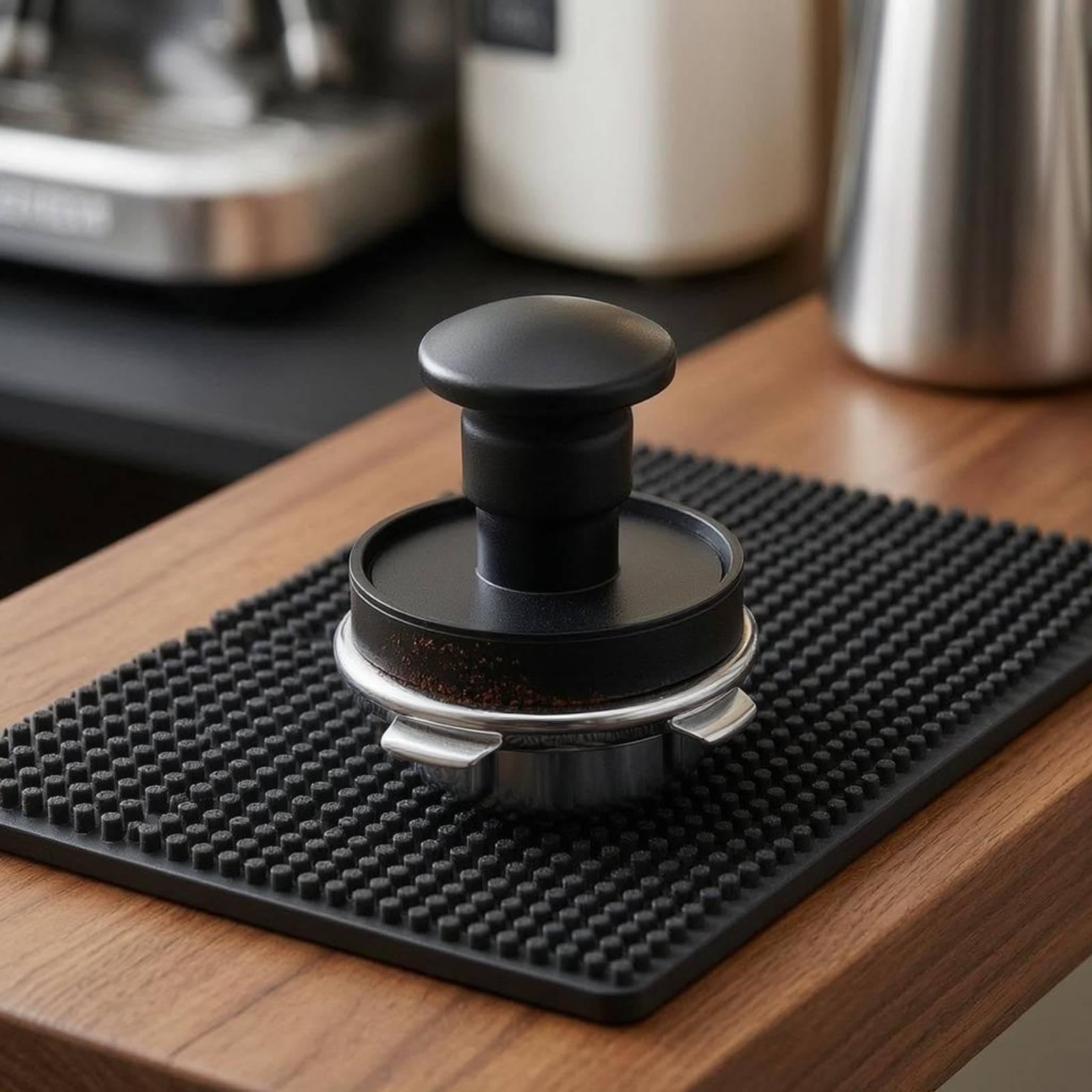 Gralara Portafiltro Sin Fondo de 58mm con Tamper de Aleación Y Acero Inoxidable para Cafetera Espresso con Superficie de Presión Circular Adecuado para