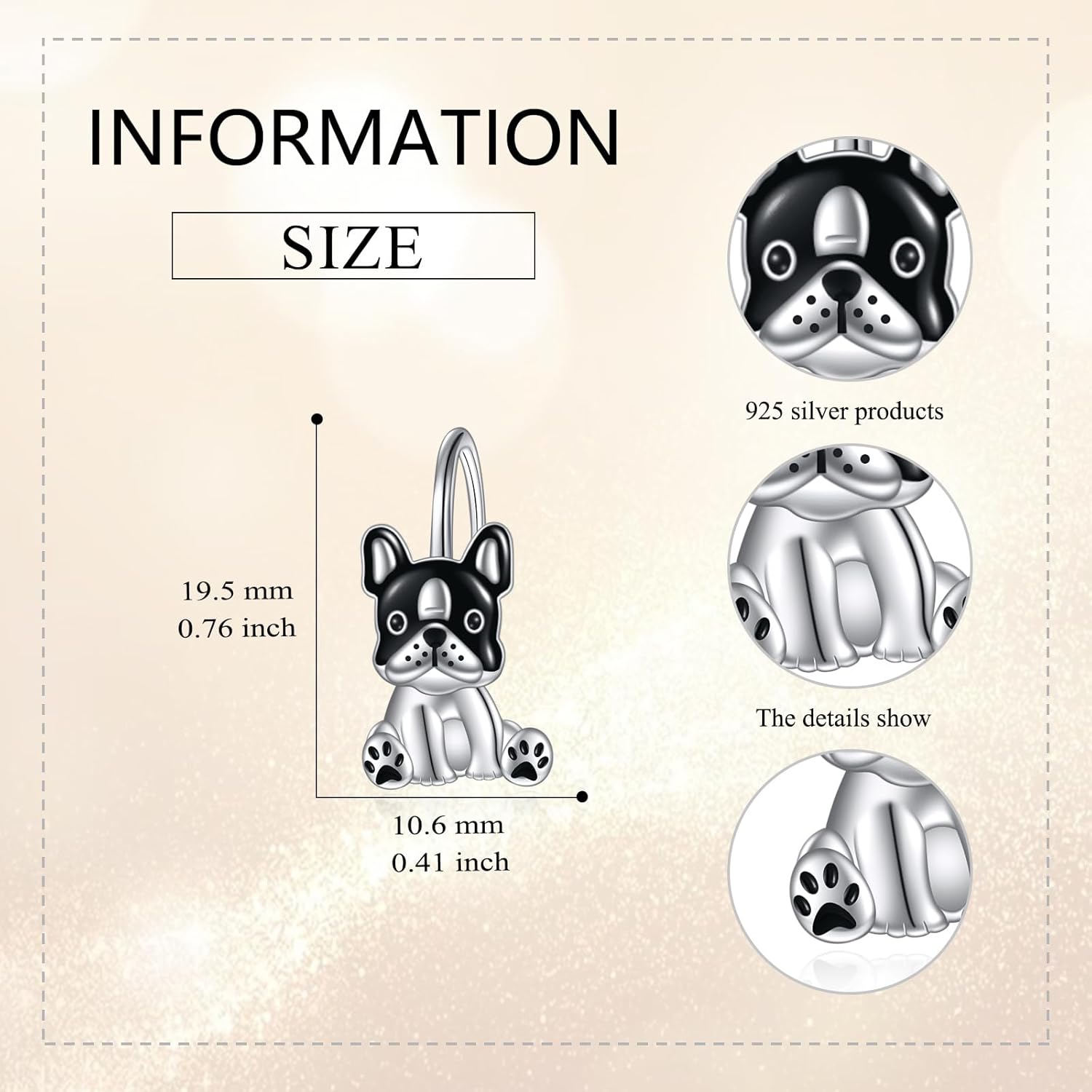 VONALA Animal Earrings Sterling Silver Bulldog/Fox/Flamingo Dangle Hoop Jewelry Gifts for Women Animal Lover - Image 5