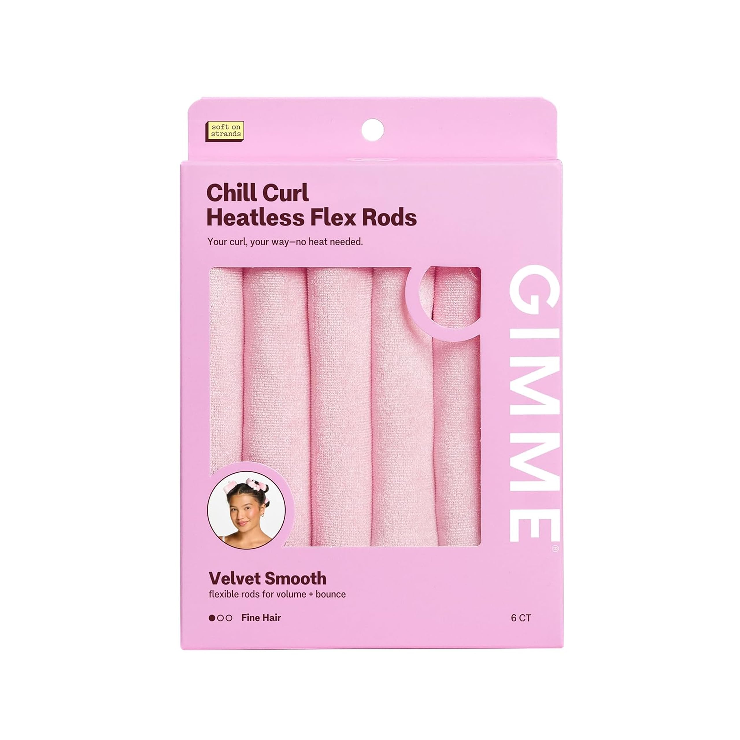 Gimme Beauty Chill Curl Heatless Flex Rods, Fine Hair, 6 Ct