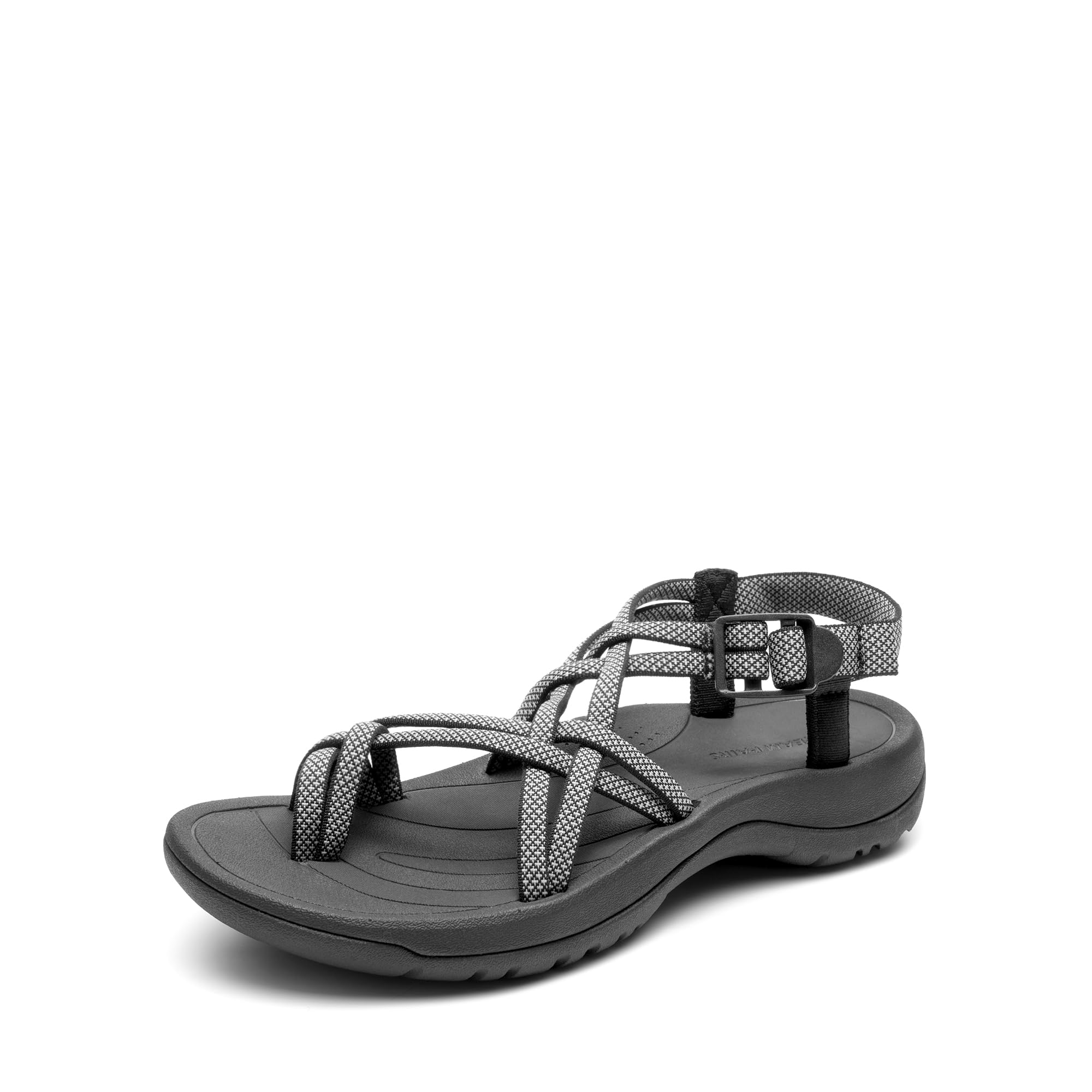 Photo 1 of DREAM PAIRS Women's Walking Sandals With Arch Support Elastic Strap Summer Sport Athletic Casual Hiking Outdoor Sandal,Size 9,Black/White,DWUMST2510